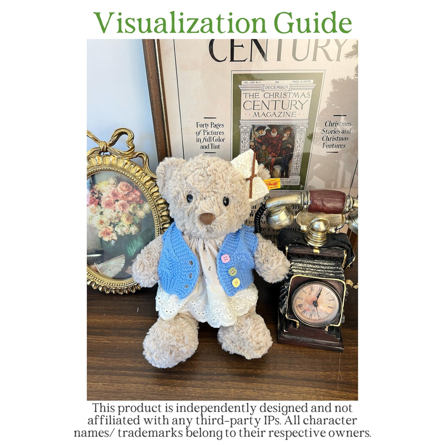 LICHADUOLE 9-12"/31cm Plush Outfit 3-Piece Set for Bashful Series Teddy Bears Under 31cm Stuffed Animal Clothes（NO Doll）