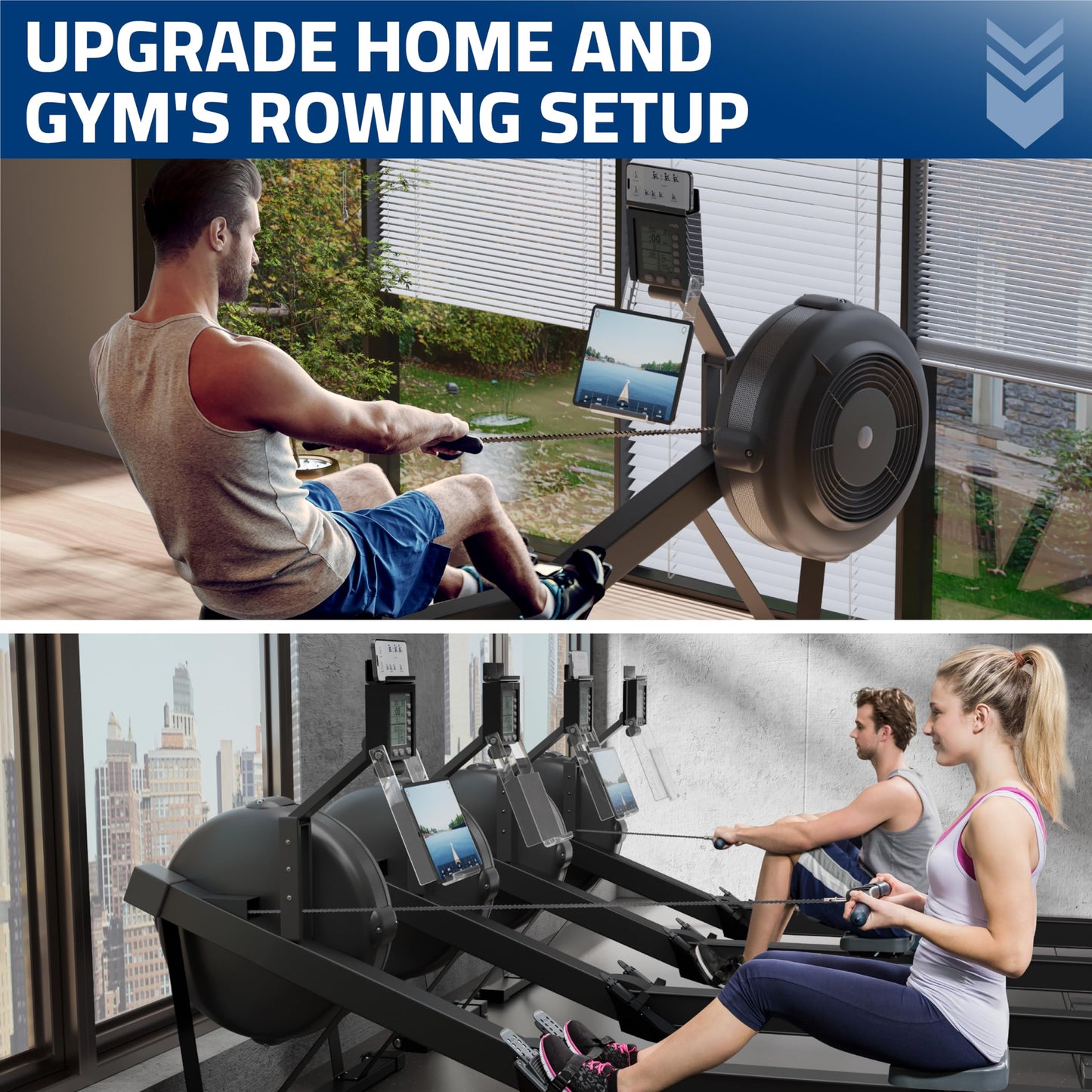 Phone & Tablet Holder Compatible with Concept 2 Rowing Machine & Skierg with PM5 Monitor, Phone & Tablet Mount, Rower Accessories, 2-in-1 Tablet Stand for Model D&E and Rowerg, Patent Pending
