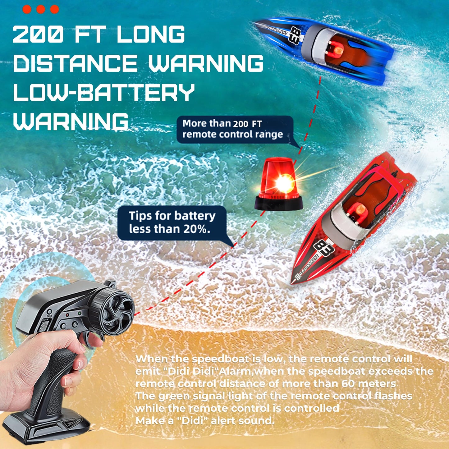 BEZGAR Remote Control Boat, 2 Packs 10 inch Fast Speed RC Boat 15 KPH for Pools & Salt Water, Summer Toys for Adults and Ideal Gifts for Kids Boys Age 6 7 8-12 Years Old - HJ821