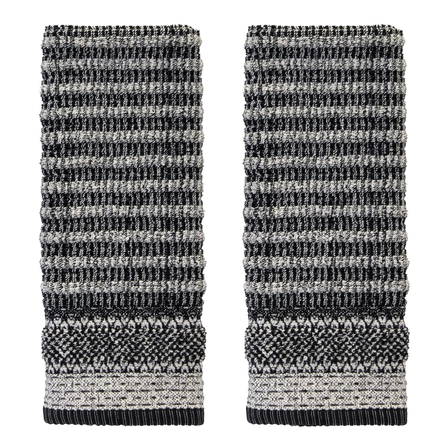 SKL Home Lewis 100% Cotton Premium 2-Piece Hand Towel Set, 600 GSM, Reversible Jacquard, Soft & Absorbent, Decorative for Bath/Kitchen/Bar & Gift, Black