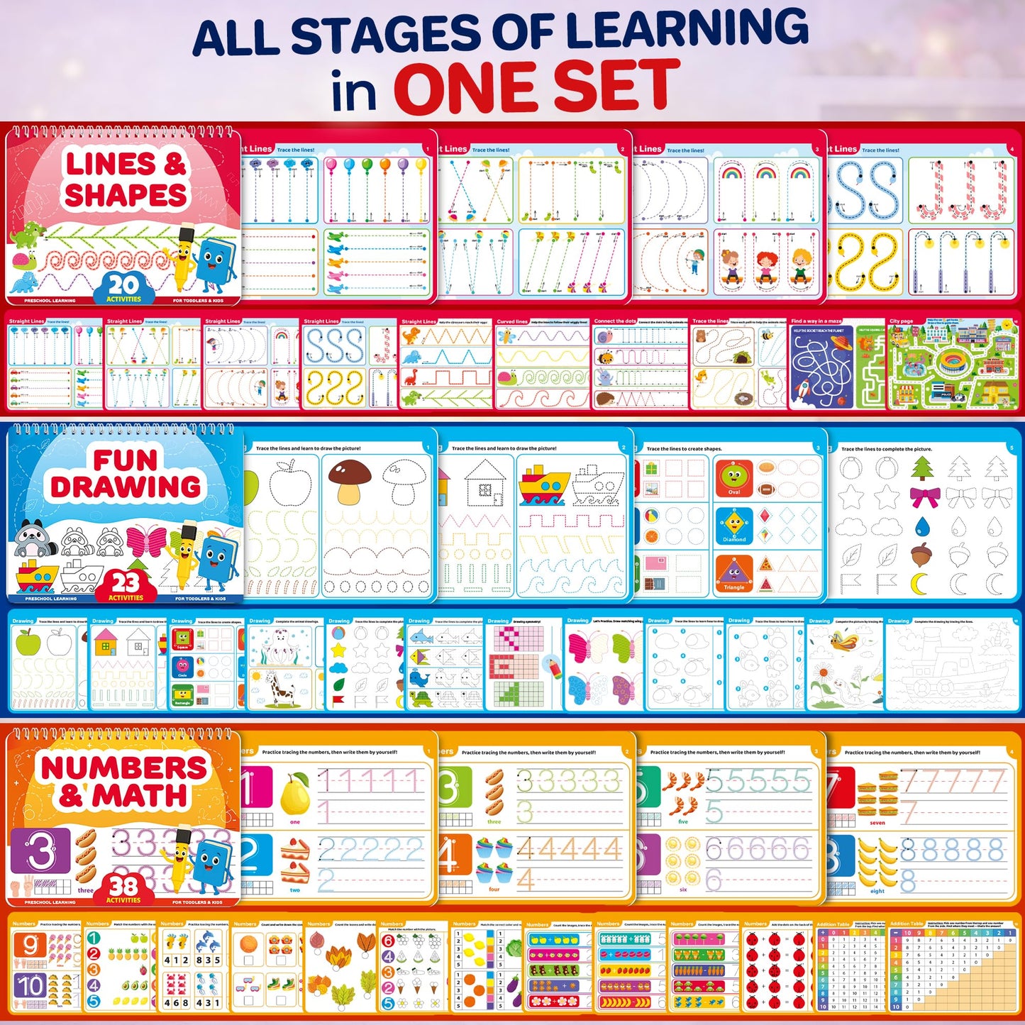 Quokka Tracing Books for Kids Ages 3-5 Set – 5 Reusable Dry Erase Activity Books for Kids Ages 3-5 Writing Practice Kit with Markers Preschool Learning Quiet Time Travel