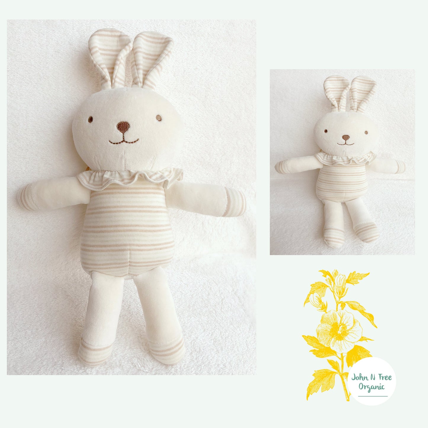 Organic Cotton Baby First Doll (No Dyeing Natural Organic Cotton) ... (Lovely Lace Rabbit 11 inches)