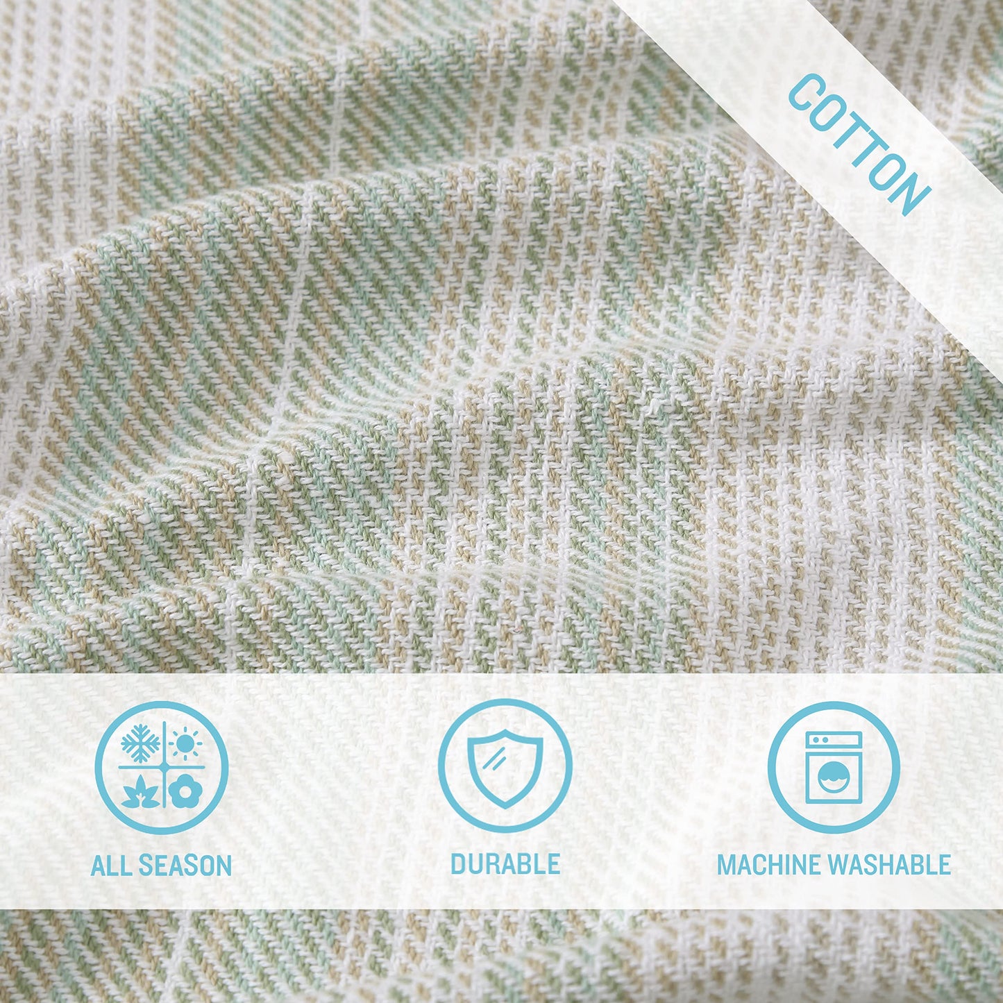 Tommy Bahama- Queen Blanket, Soft Cotton Bedding, Coastal Inspired Bedding Essentials (Sandy Shore Stripe Green, Queen)