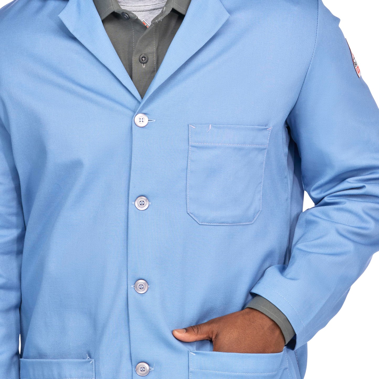 Bulwark Men's FR Lab Coat, Light Blue, Medium