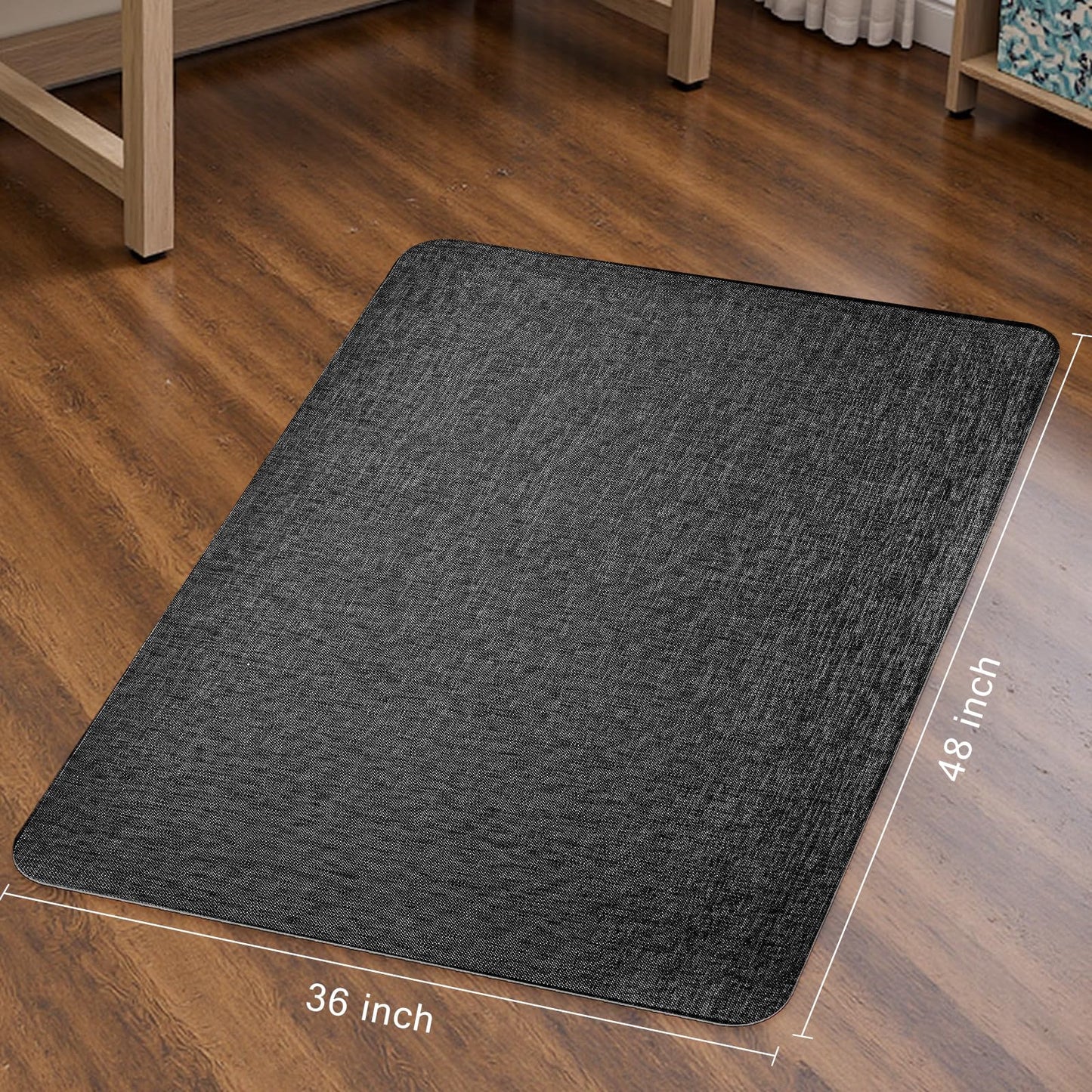 Sycoodeal Office Chair Mat for Hardwood & Tile Floor, 36" x 48" Heavy Duty Computer Gaming Chair Mat for Rolling Chairs Non-Curve, Anti-Slip, Floor Protector for Home Office (Black)