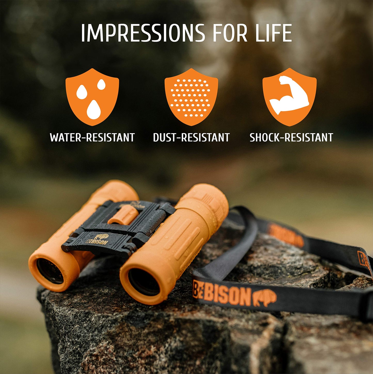 BeBison Binoculars for Kids and Adults - 8x21 High Resolution Real Optics - Compact Folding Shockproof Kids Binoculars for Bird Watching - Spy Games - Outdoor Play for Boys and Girls