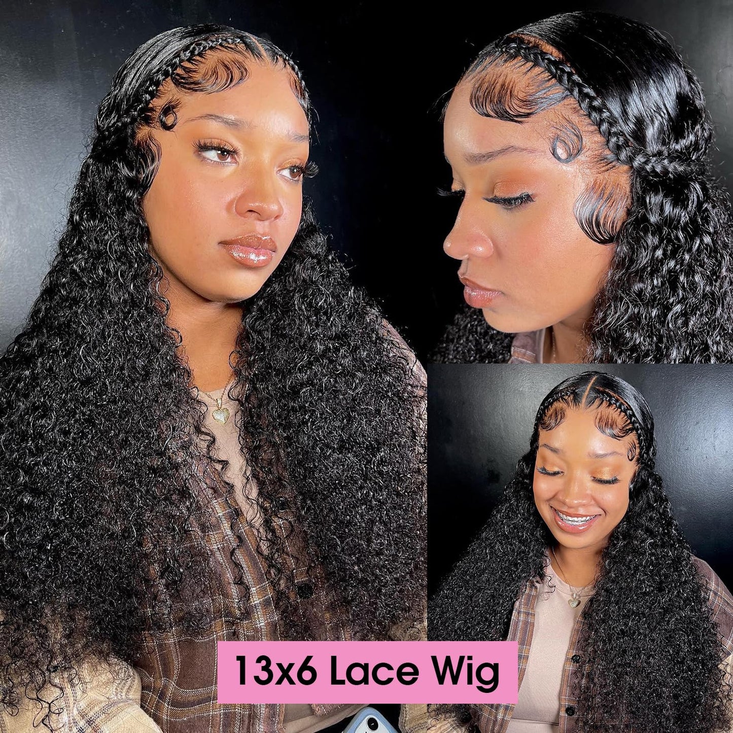 Ksflaae 13x6 Lace Front Wigs Human Hair Pre Plucked 180% Density HD Transparent Water Wave Lace Frontal Wigs Human Hair for Women Curly Lace Front Wigs with Baby Hair Natural Color 26Inch