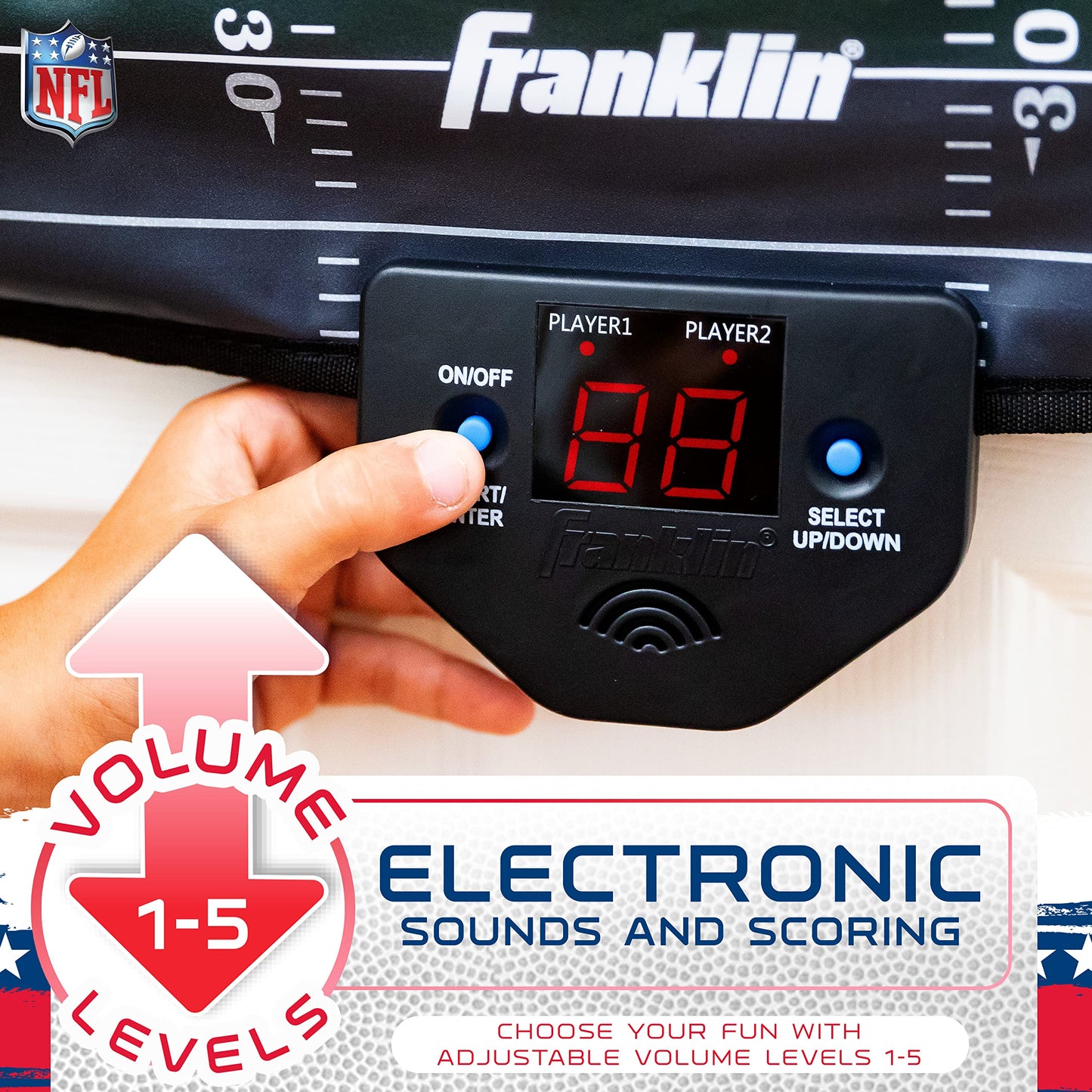 Franklin Sports NFL Electronic Football Target Toss Game - Over The Door Football Throwing Target for Kids - Score N' Sounds Mini Toy Game