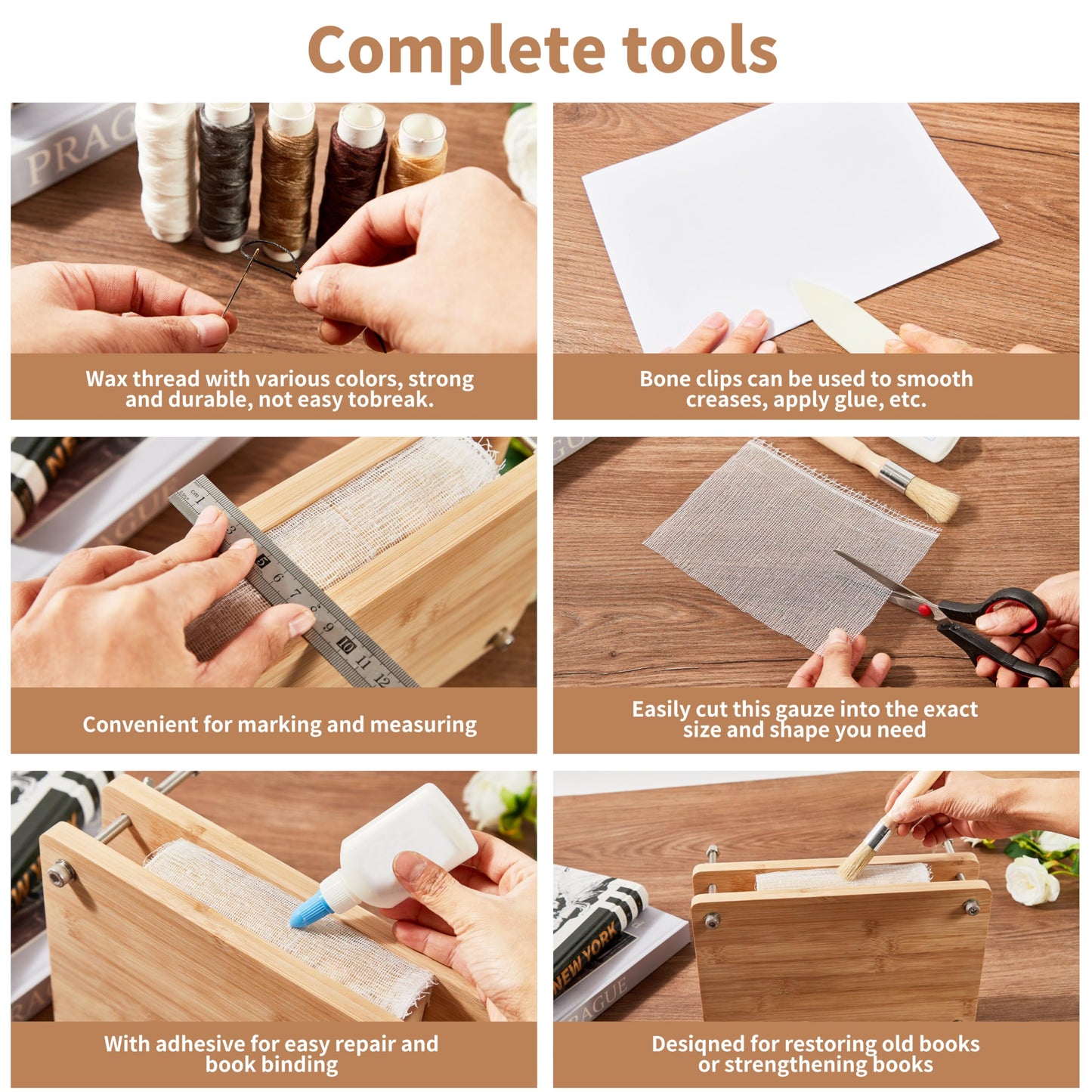 pamctry 50 Pcs Book Binding Kits for Beginners - Complete DIY Kit with Tools & Instructions, 11.6 x 7.8 Inches