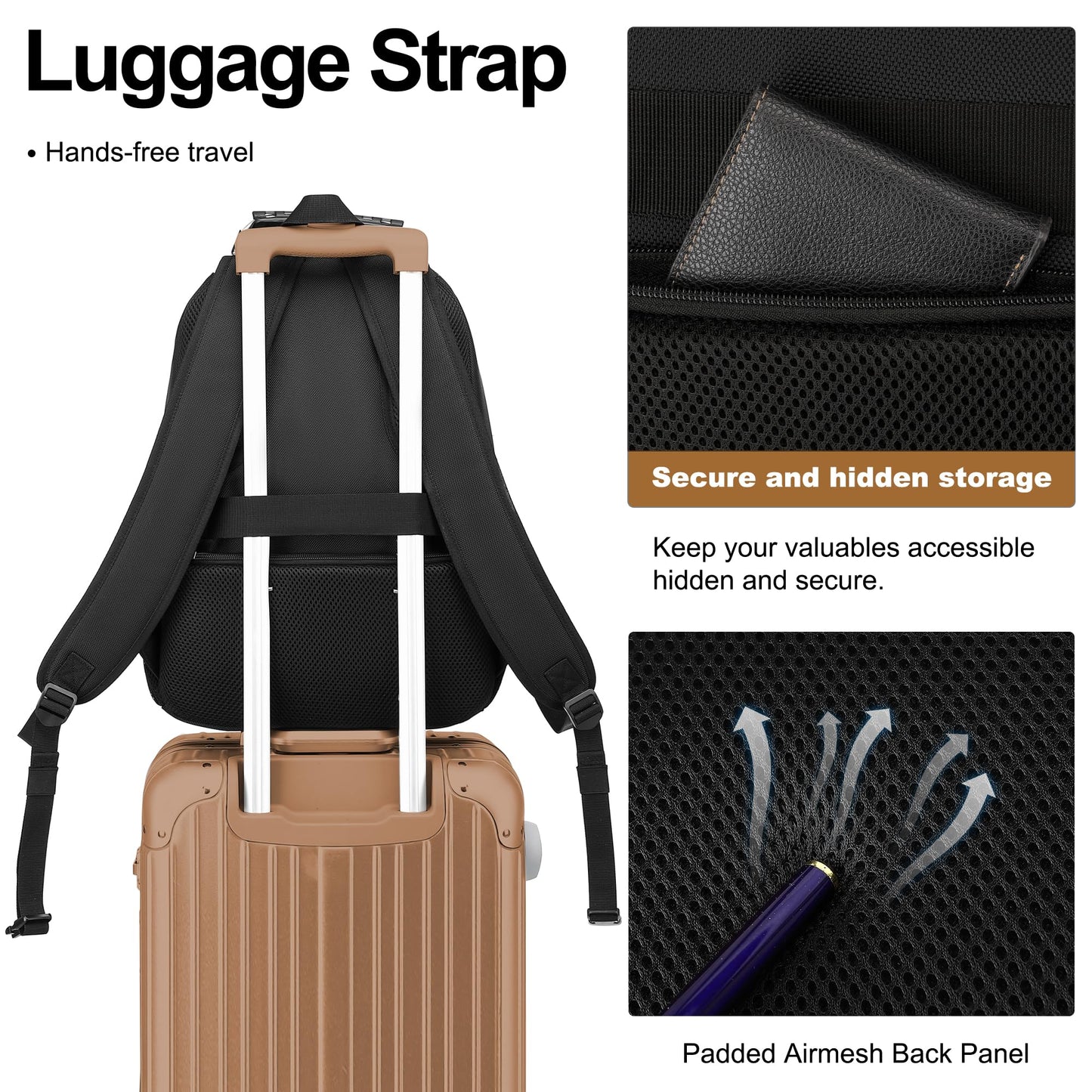 Boavan Laptop Backpack for men, 17.3 inch Laptop Bag with USB Port, Waterproof Travel Work Backpack Purse, Anti-Theft Teacher Nurse Doctor Casual Bookbags Office Business backpack ，Black