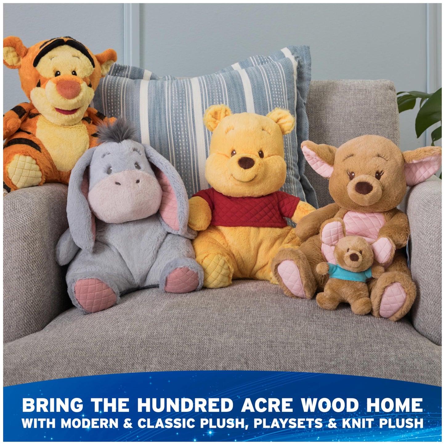 GUND Disney Official Winnie The Pooh Plush Playset with Pooh, Tigger, and Piglet, Sensory Toy Stuffed Animals for Ages 0 and Up, Green, 8”