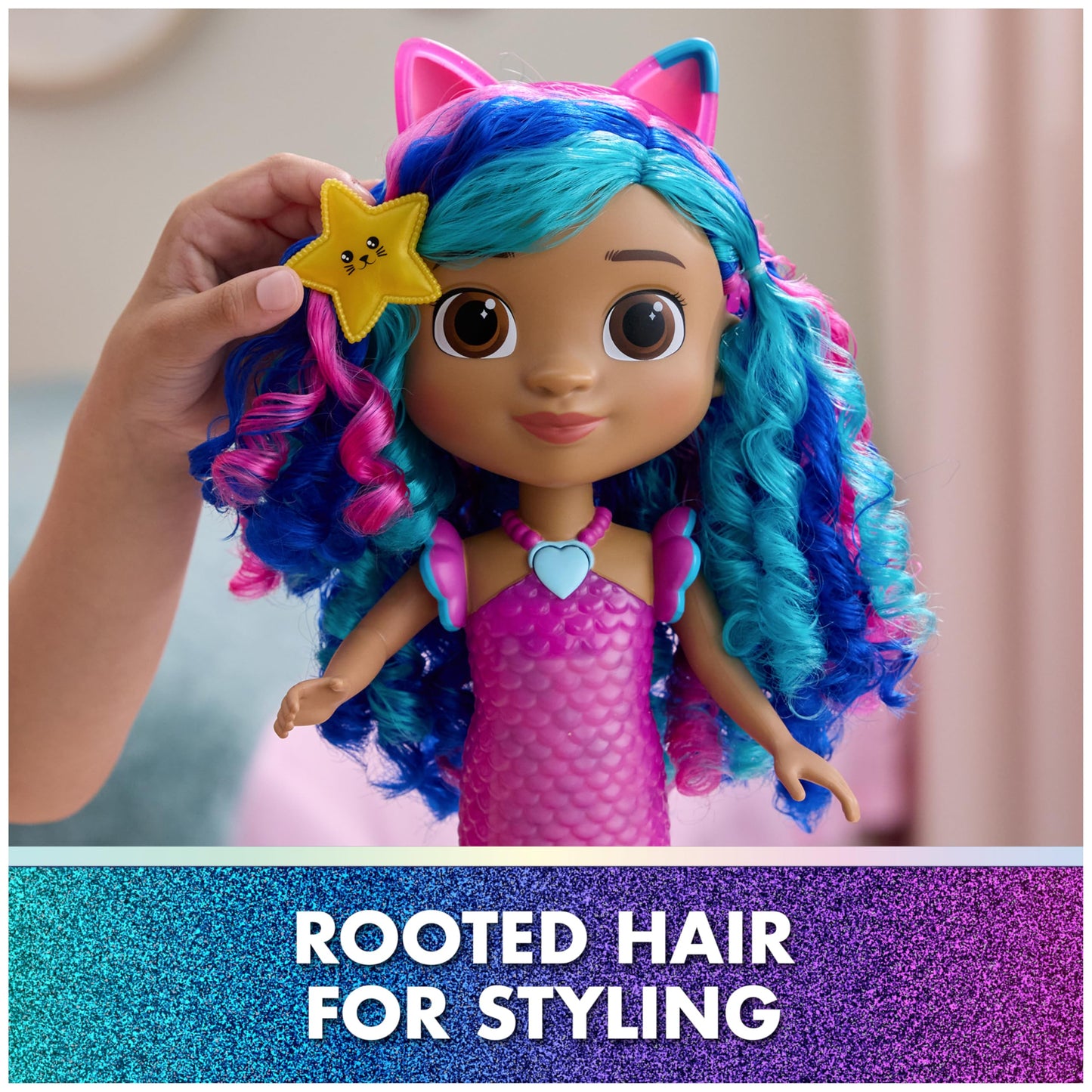 DreamWorks GABBY'S Dollhouse The Movie, Sing & Shine Mermaid Gabby, Waterproof Mermaid Doll with Lights & Sounds, Kids Toys for Girls & Boys Ages 3 and Up