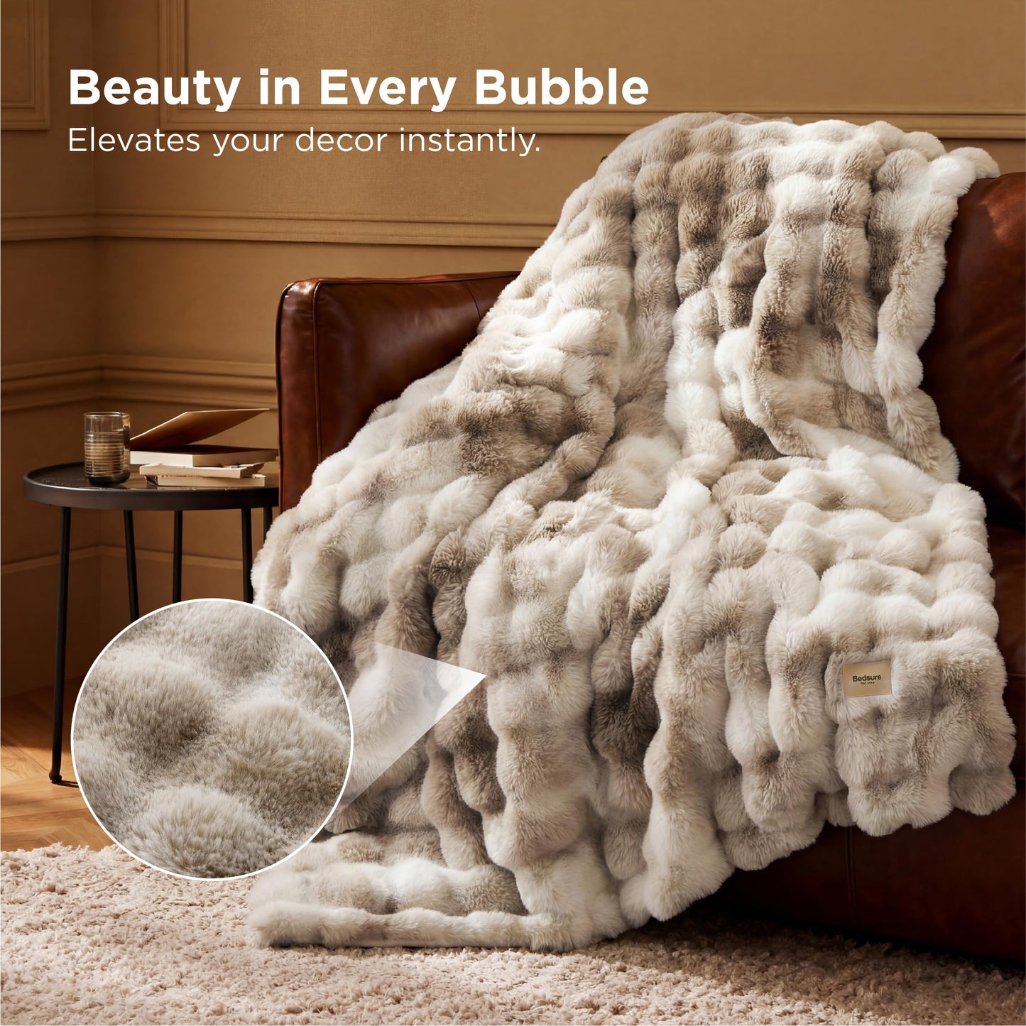 Bedsure GentleSoft Fluffy Faux Fur Throw Blanket for Couch, Soft Fuzzy Fleece Blankets & Throws, Tie-dye Taupe Cozy Gifts for Women Teen Girls, Minky Thick Warm Plush Gifts for Birthday, Anniversary