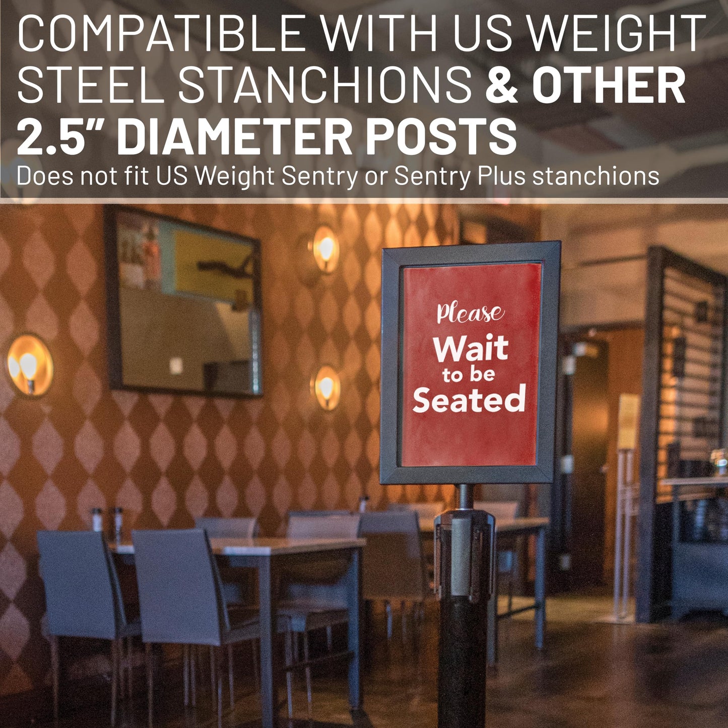 US Weight - U2507 Steel Frame Sign Holder compatible ONLY with Steel stanchions (will not fit Sentry series or other stanchion brands)
