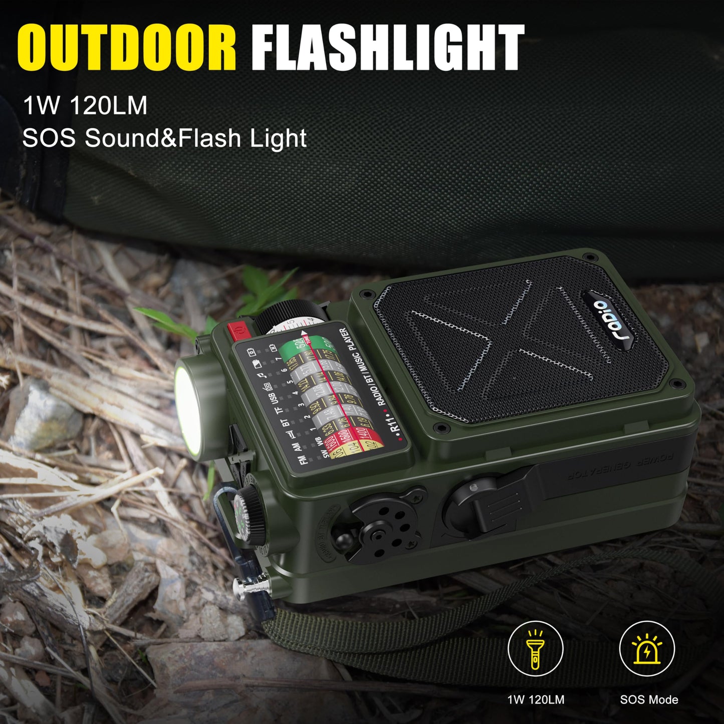 Emergency Crank Radio- Emgykit 4000mAh/14800mWh AM/FM/WB/SW/NOAA Weather Radio with Bluetooth,Flashlight,SOS Alarm, Powered by USB Charged,Hand Crank & Solar Power for Camping, Emergency