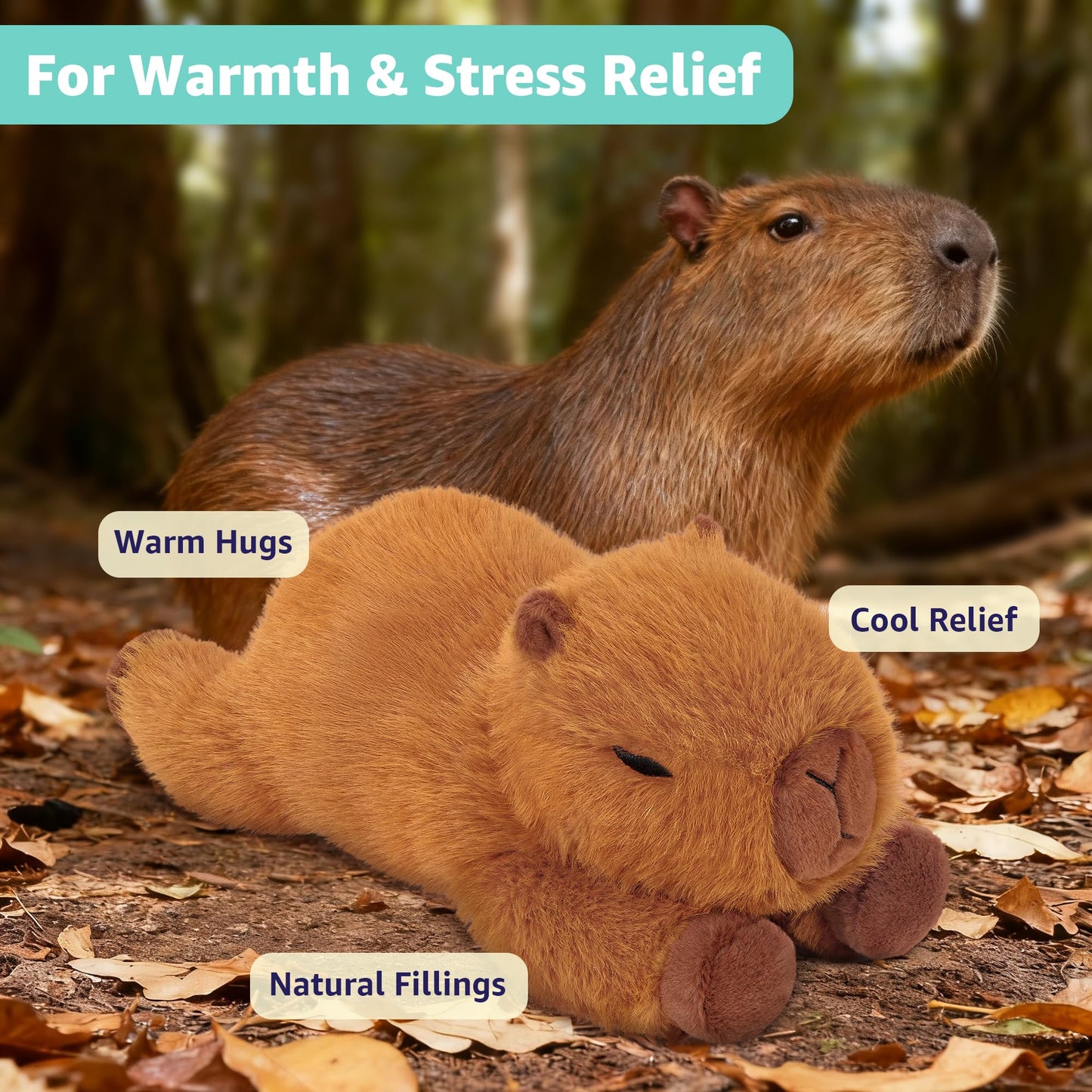 Onsoyours Original Capybara Microwavable Stuffed Animal, Weighted Heatable Capybara Plush for Warmth & Stress Relief - Comfort Plushies Toys for Kids & Adults
