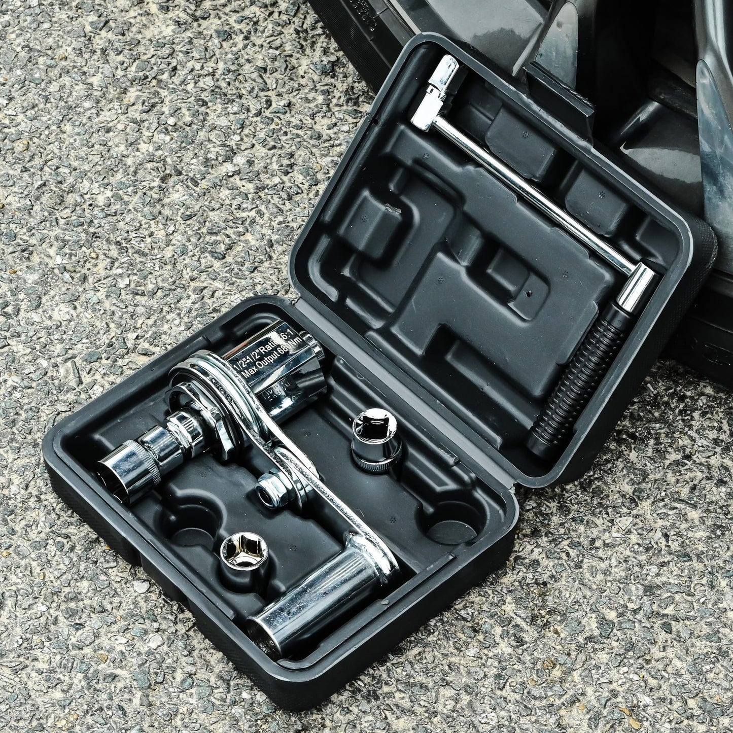 VQP Torque Multiplier Set 1/2” DR w/ 3 Sockets, Labor Saving Lug Nut Remover, Hand Lug Nut Wrench Kit, Portable Wrench Sockets Set (Max 680N/M, Upgraded 8-Point)