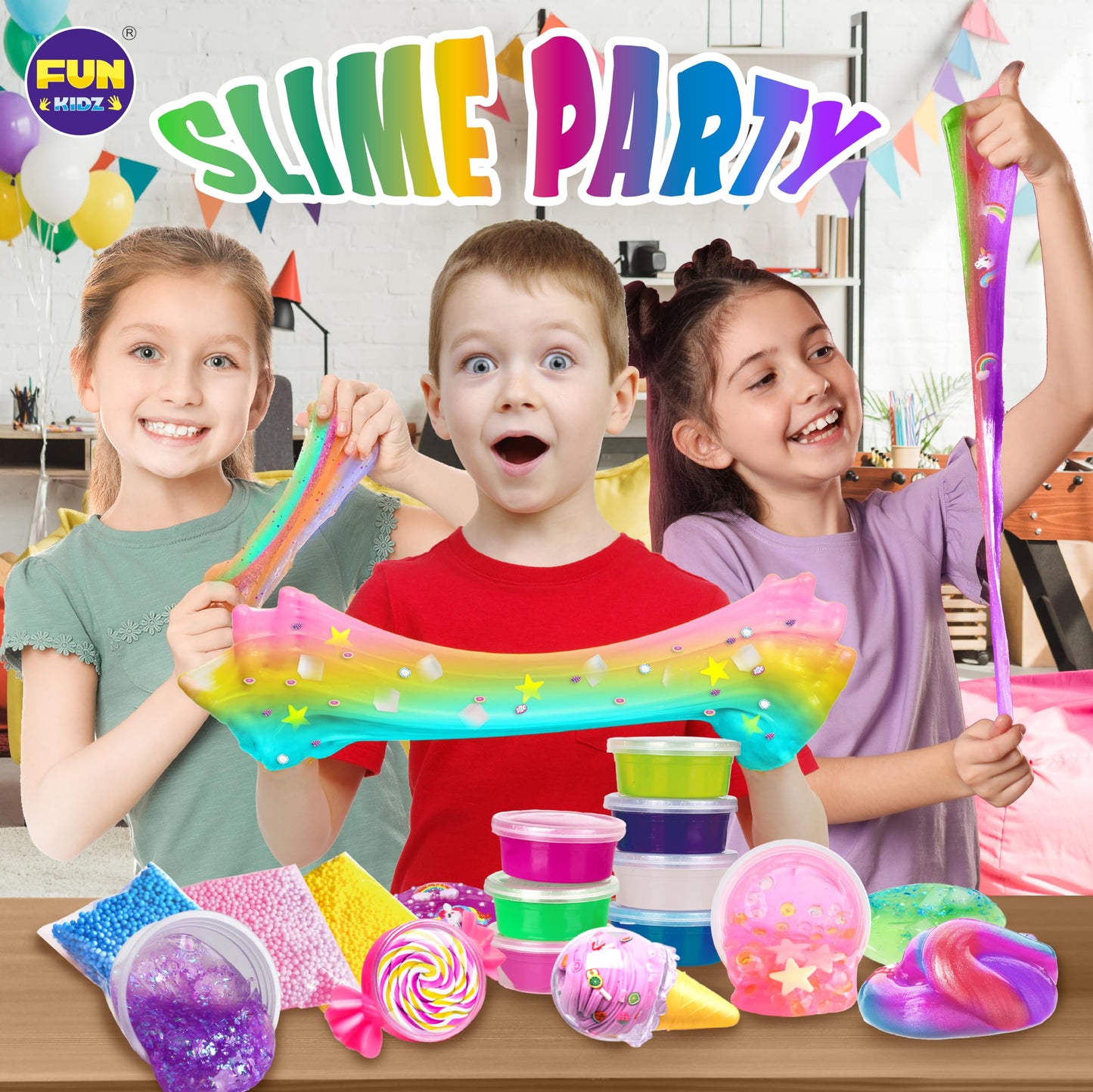 33 Cups Jumbo Slime Kit for Girls and Boys, FunKidz Premade Ultimate Slime Pack to DIY Big Soft Slime Making Kits Super Party Favors Gift Toys for Kids