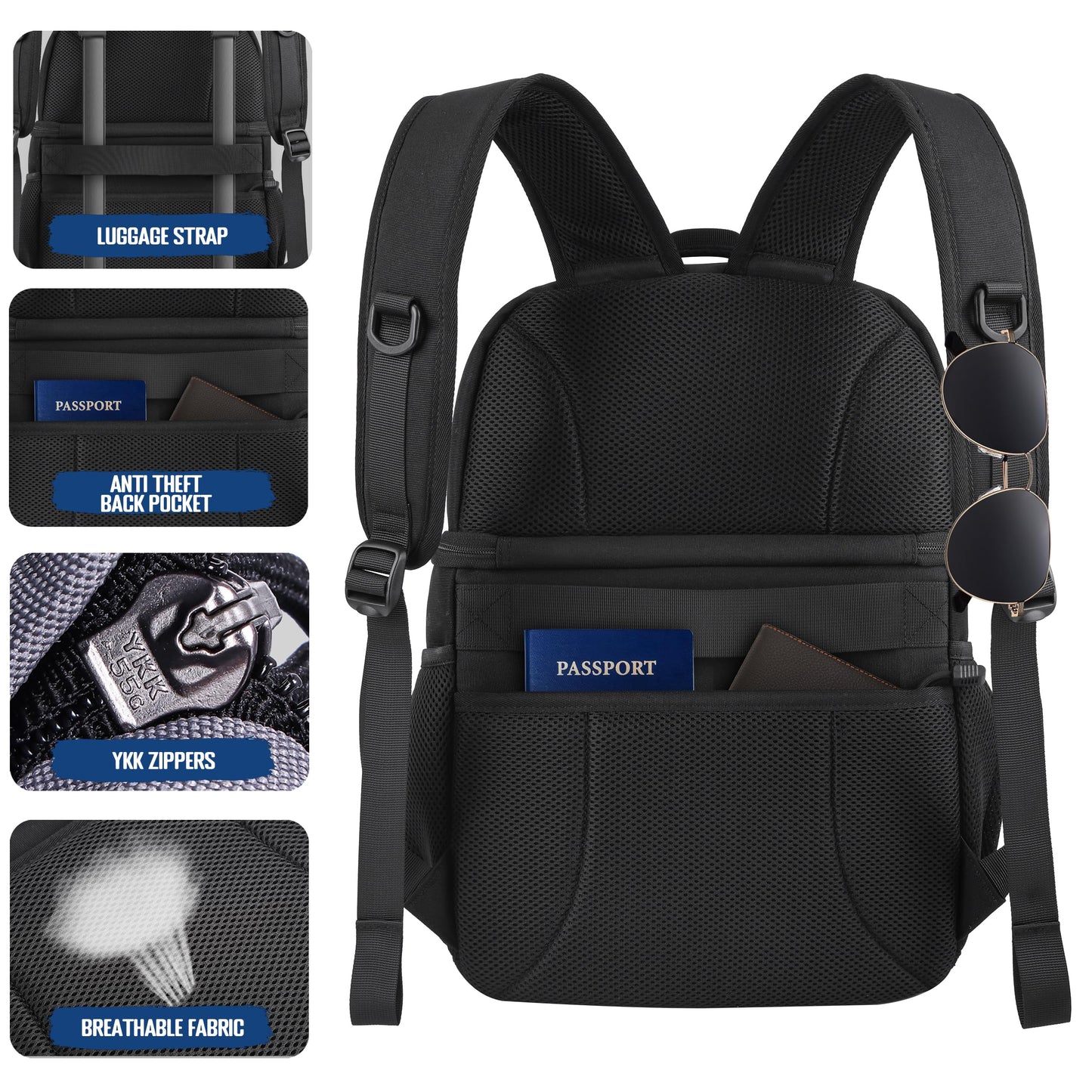 MOZETO Lunch Backpack for Men, Tactical Inspired Double Deck Cooler Backpack Insulated Leakproof RFID Lunchbox for Work
