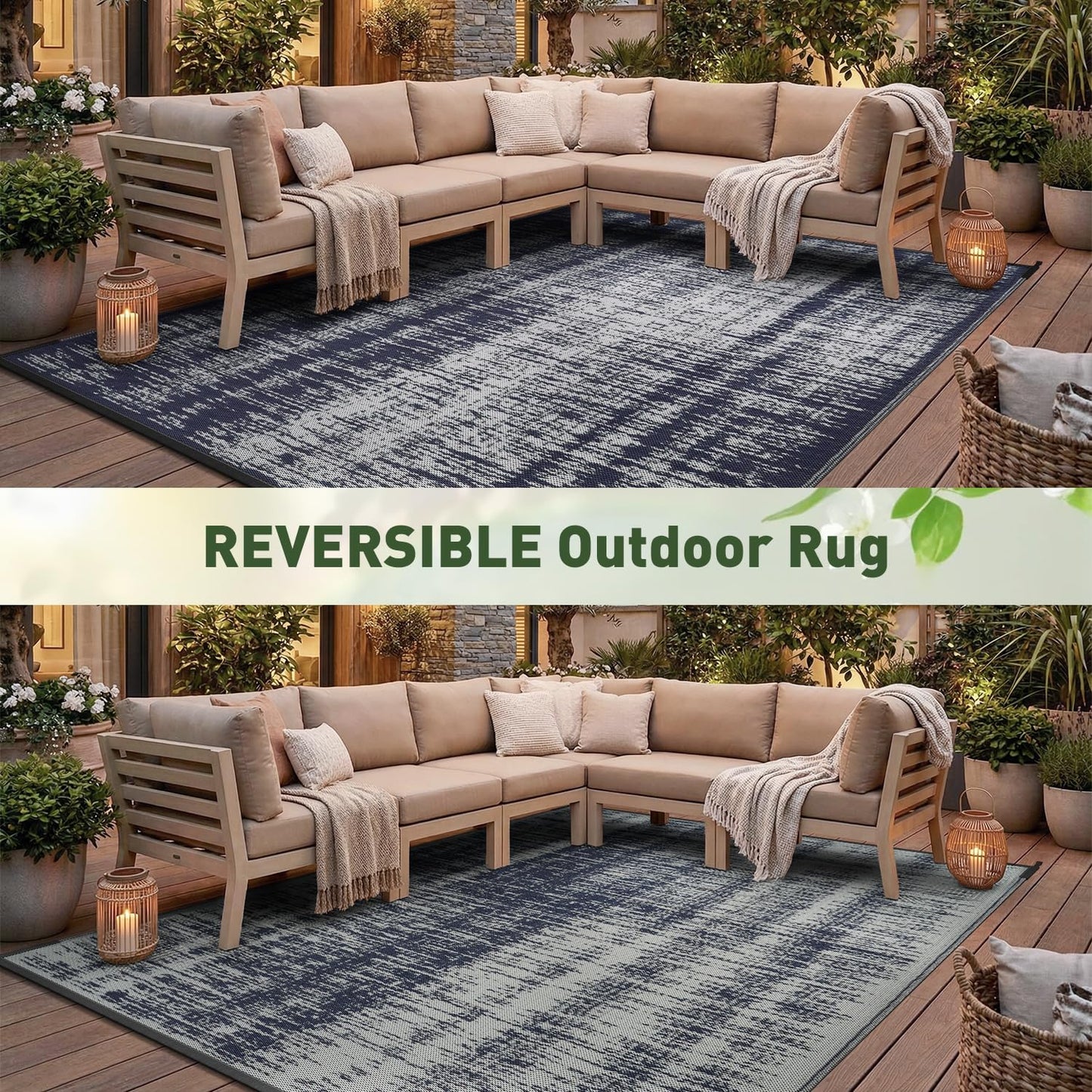 MontVoo Outdoor Rug Waterproof 6x9 ft Outdoor Patio Rug Mat Reversible Plastic Straw Outside Rug Carpet Outdoor Rugs for RV Camping Picnic Beach Balcony Porch Deck