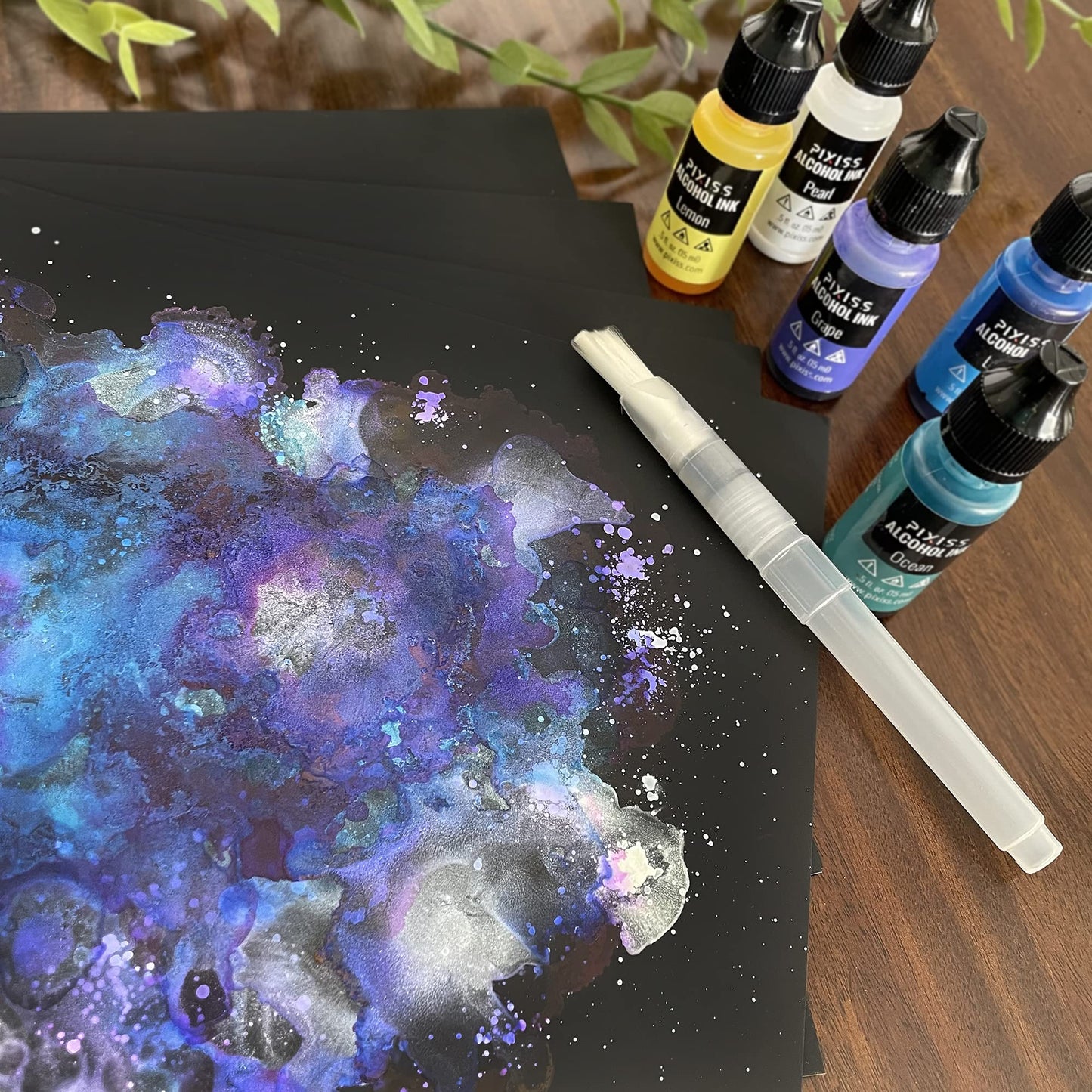Black Alcohol Ink Paper - 25 Sheets Pixiss Heavy Weight Art Paper for Alcohol Ink & Watercolor - Extra Smooth Synthetic Paper A4 12x12 inches, 300gsm