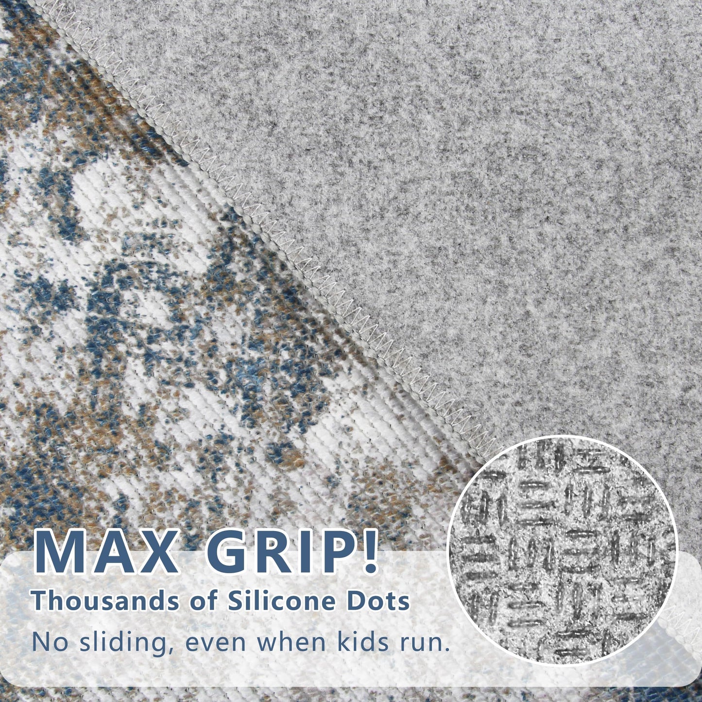 TTelephant Washable Carpet Runners for Hallway 12ft-Non Slip Floor Runners for Dogs, Abstract Hallway Runner Rug with ‌Silicone Backing, Stain Resistant Rug for Indoor High Traffic,2.6x12,Multi