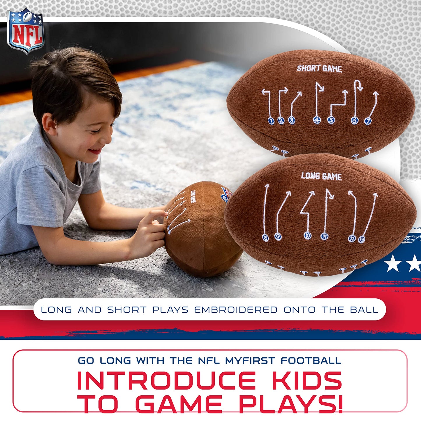 Franklin Sports Kids Soft Plush NFL MyFirst Football Stuffed Toy + Pillow - Fun Kids Toy + Room Decoration - 12"