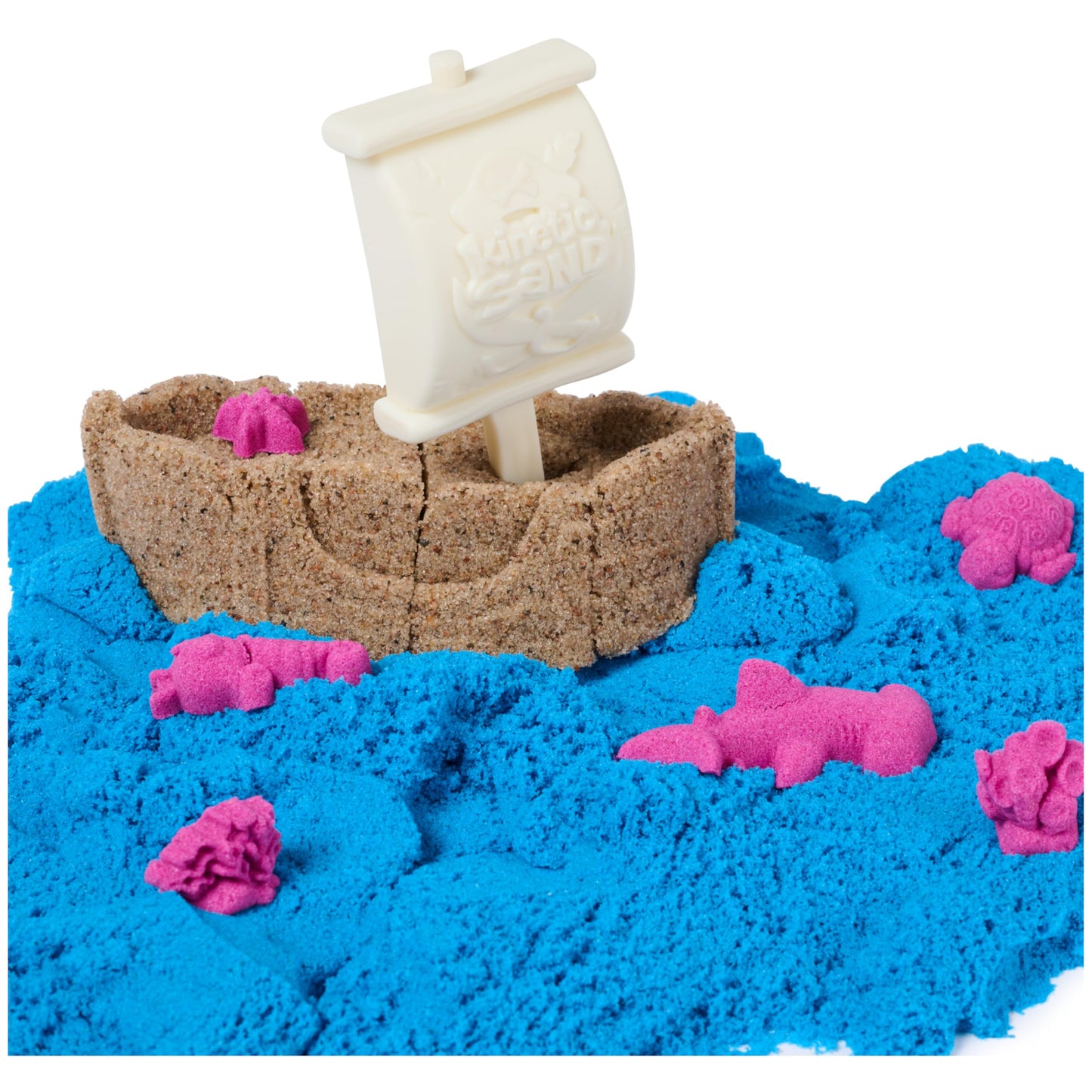 Kinetic Sand, Sandy Shore Adventures 3-in-1 Beach Playset with 32 oz of Moldable Play Sand and 5 Tools, Arts and Crafts Sensory Toys and Craft Kits for Kids Ages 5 and up
