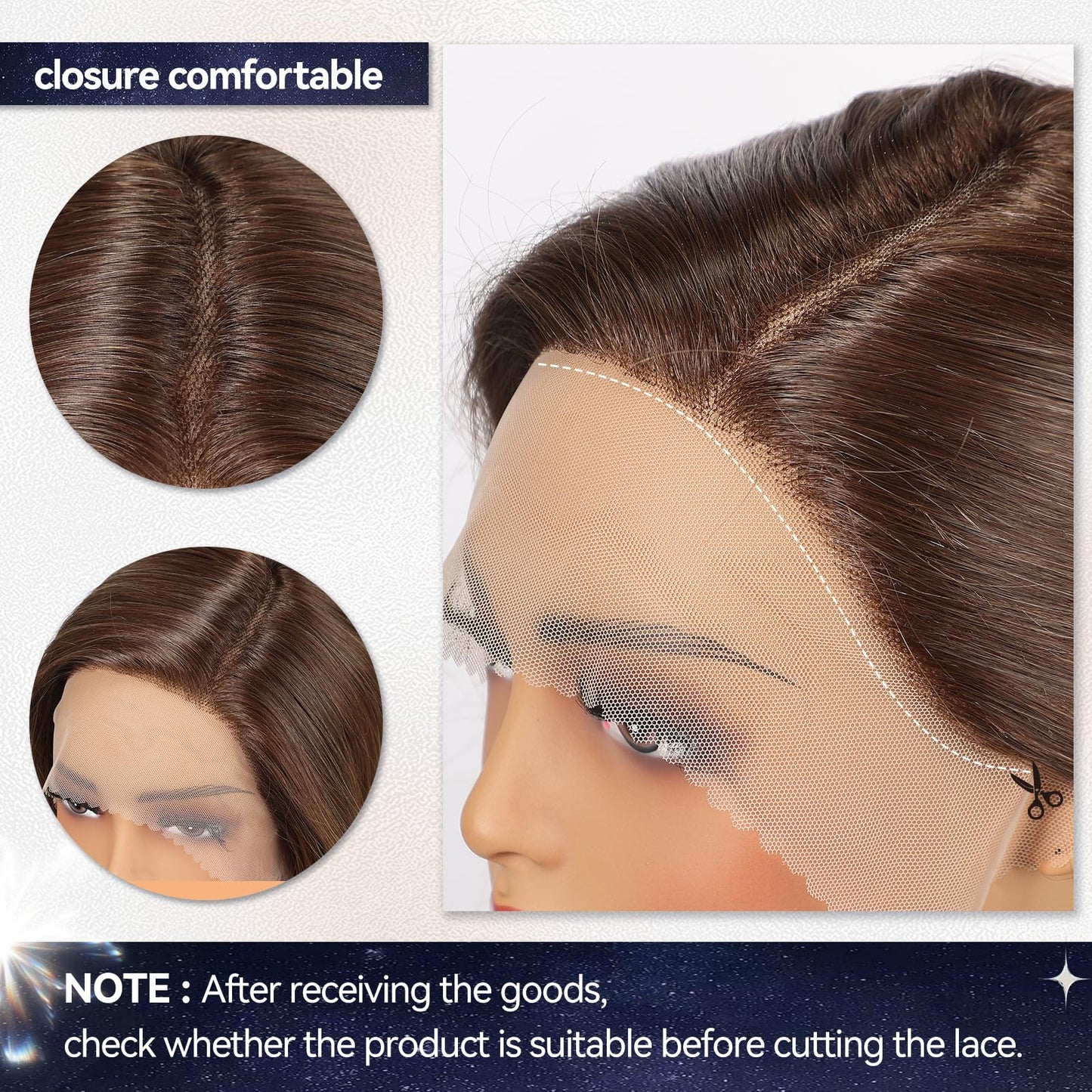 starluck Wig Lace Front Wigs for Women,Partial Brown with Highlight Curly Wig Shoulder Length Wig Synthetic Lace front Hair for Women Daily Wear Wigs