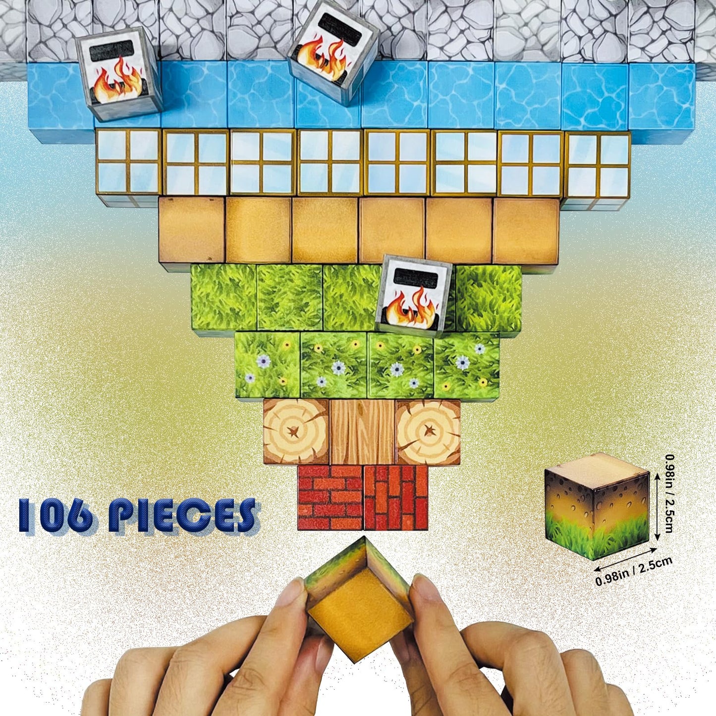 Magnetic Blocks-Build Mine Magnet World Sets,106Pcs Magnetic Tiles for Boys Girls Age 3-5 4-8 ,2.5CM Montessori Sensory Fidget Cubes Construction Toys for Kids 5-7,Kids Games Gift for 6-12 Years Old