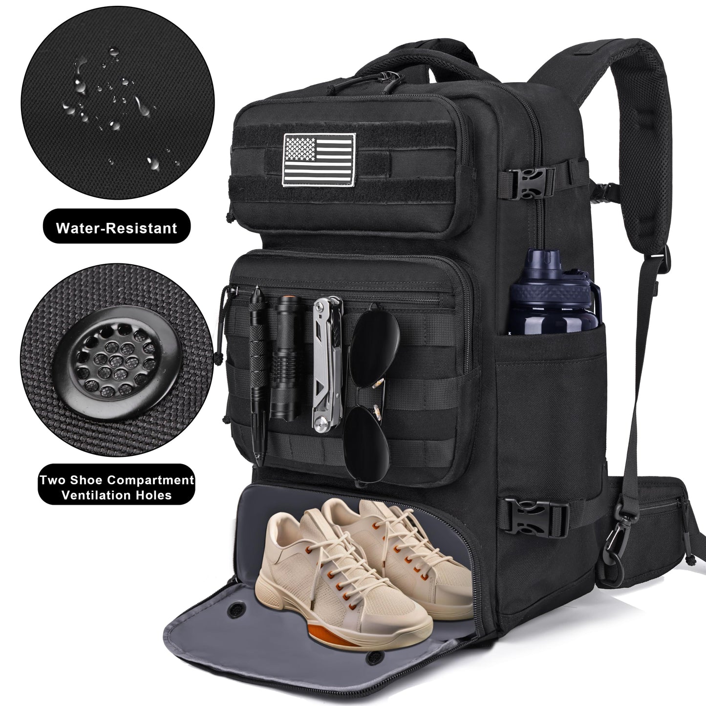 DEYACE 40L Travel Backpack Mens TSA Approved Carry-on Durable Large Weekender Backpack Fits 17.3 Inch Laptop YKK-Zipper AER Travel Pack with USB Charging Port Shoes Compartment
