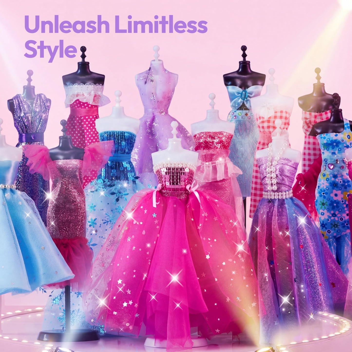 Klever Kits 400+PCS Fashion Design Crafts for Kids Art and Crafts Toy DIY Sewing Crafts with 3 Mannequins for Girls Aged 8-12，Christmas Toys Gifts for Kids