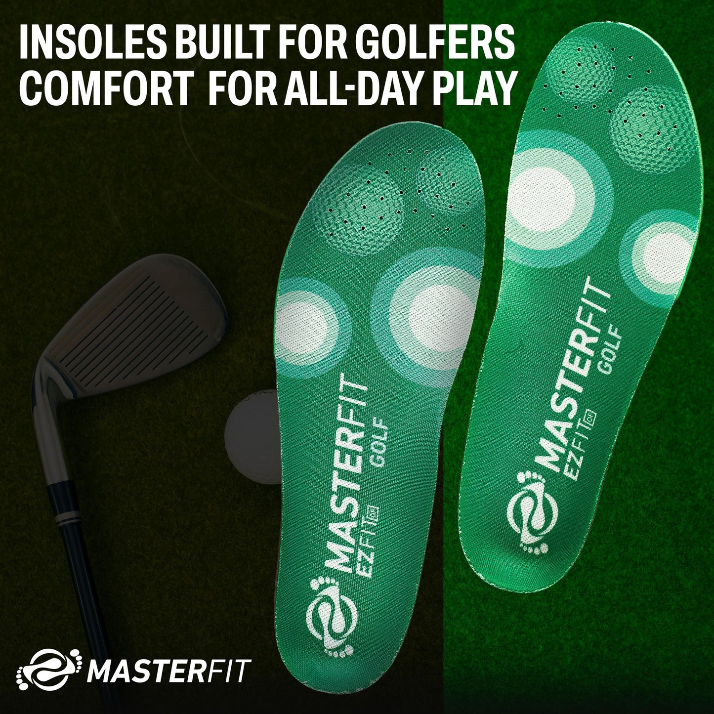 MASTERFIT EZQF Regular Golf Shoe Insoles for Men Women - Enhanced Stability, Precision Swing, and Comfortable Insoles - Athletic Shoe Inserts for Foot Pain - Shoe Insoles for Men Women - XL Size