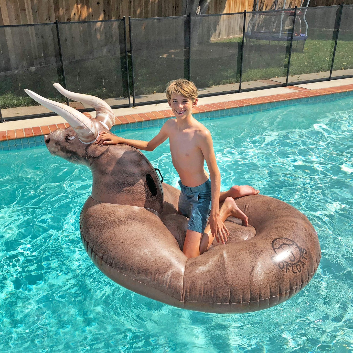 GoFloats Giant Inflatable Buckin' Bull - Grab Summer By The Horns, Includes Drink Float