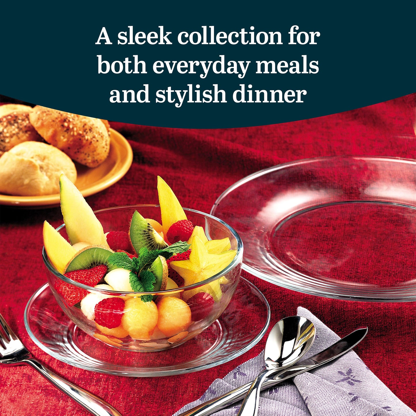 Libbey Round 12 Piece Glass Dinnerware Set, Stackable Glass Plate and Bowl Set w/Round Shape, Modern Plates and Bowls Sets for Gatherings, and Everyday Use