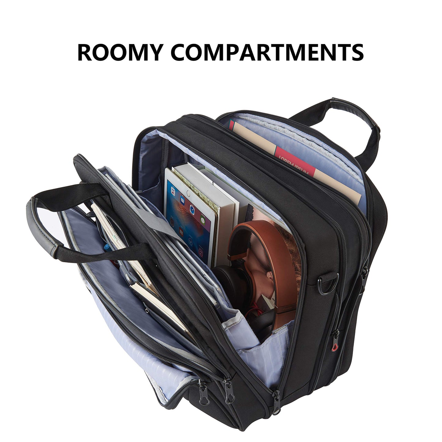 KROSER Laptop Bag Premium Laptop Briefcase Fits Up to 17.3 Inch Laptop Expandable Water-Repellent Shoulder Messenger Bag Computer Bag for Travel/Business/Men/Women-Black