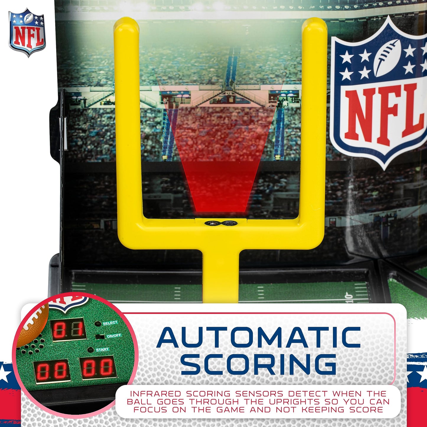Franklin Sports Mini Football Field Goal Tabletop Game - Flying Field Goal Mini Football for Kids + Adults - Fun Indoor Sports Table Game for All Ages - Tabletop Toy