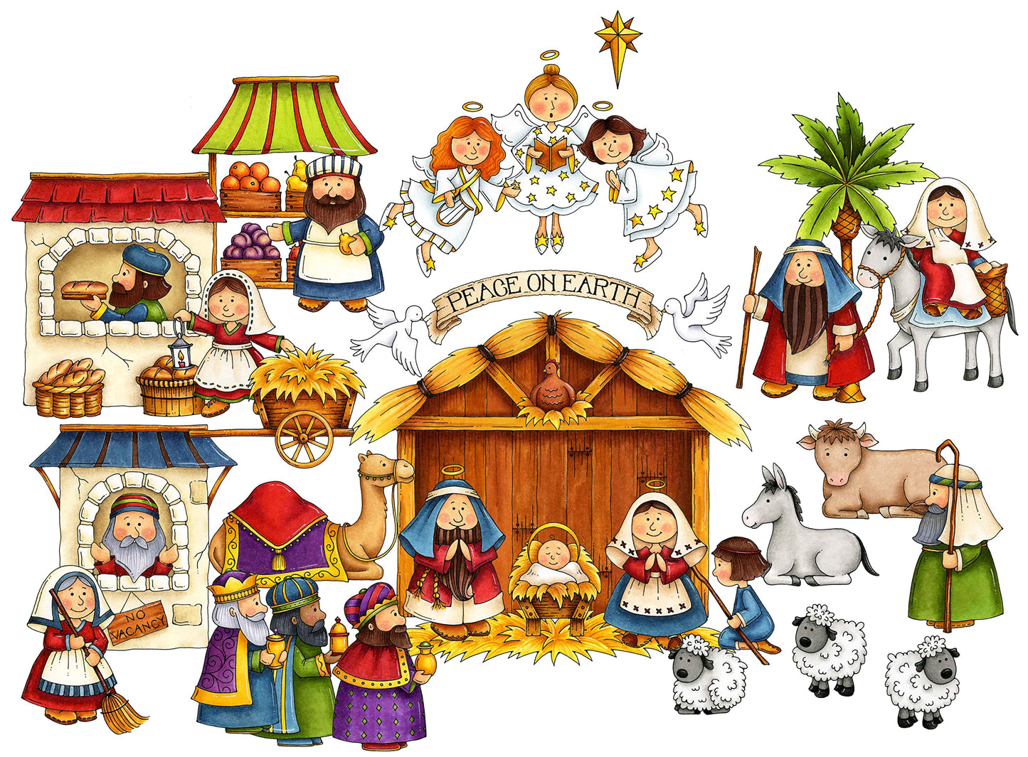 Nativity Scene Felt Figures for Flannel Board Stories Birth of Jesus Christmas- Precut & Ready to Use