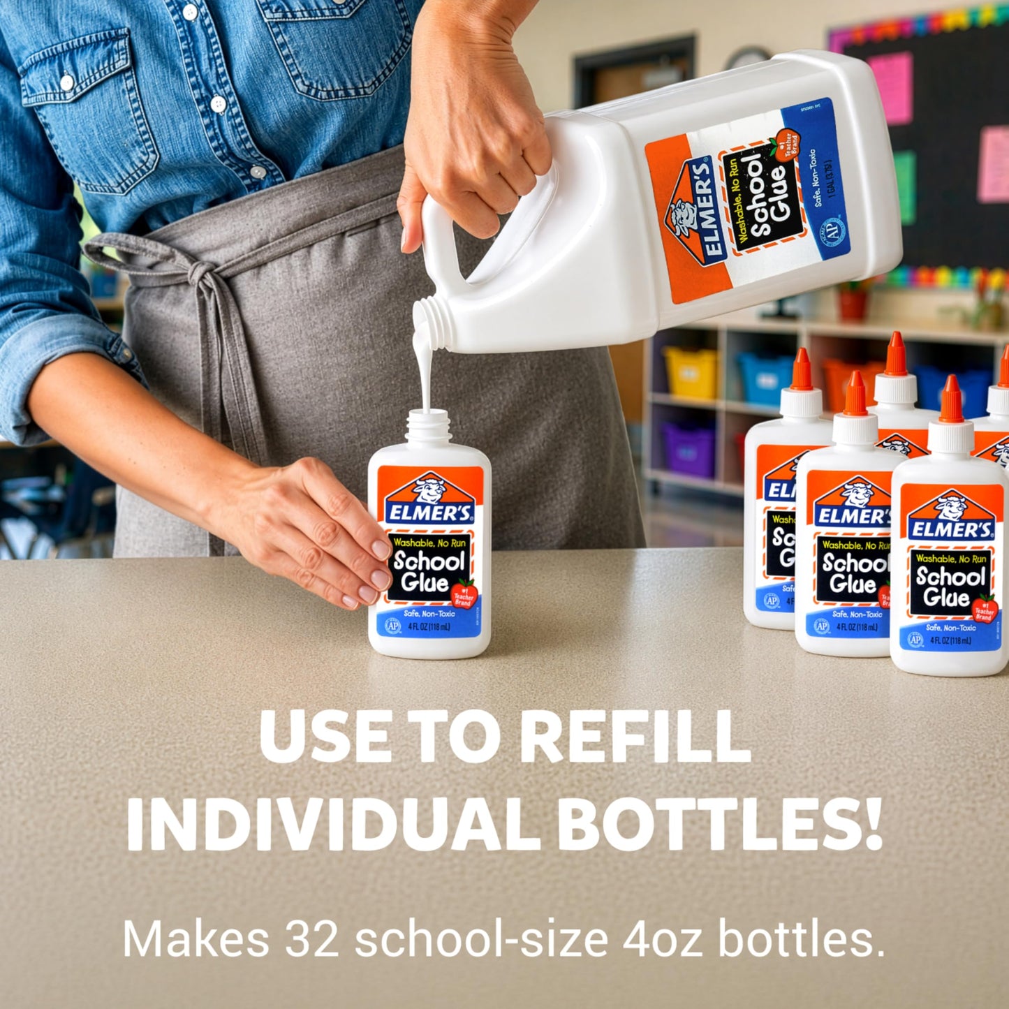 Elmer's White Liquid School Glue, 1 Gallon 2 Count, Washable, #1 Teacher Brand - Arts & Crafts, Teacher Supplies, Great for Making Slime