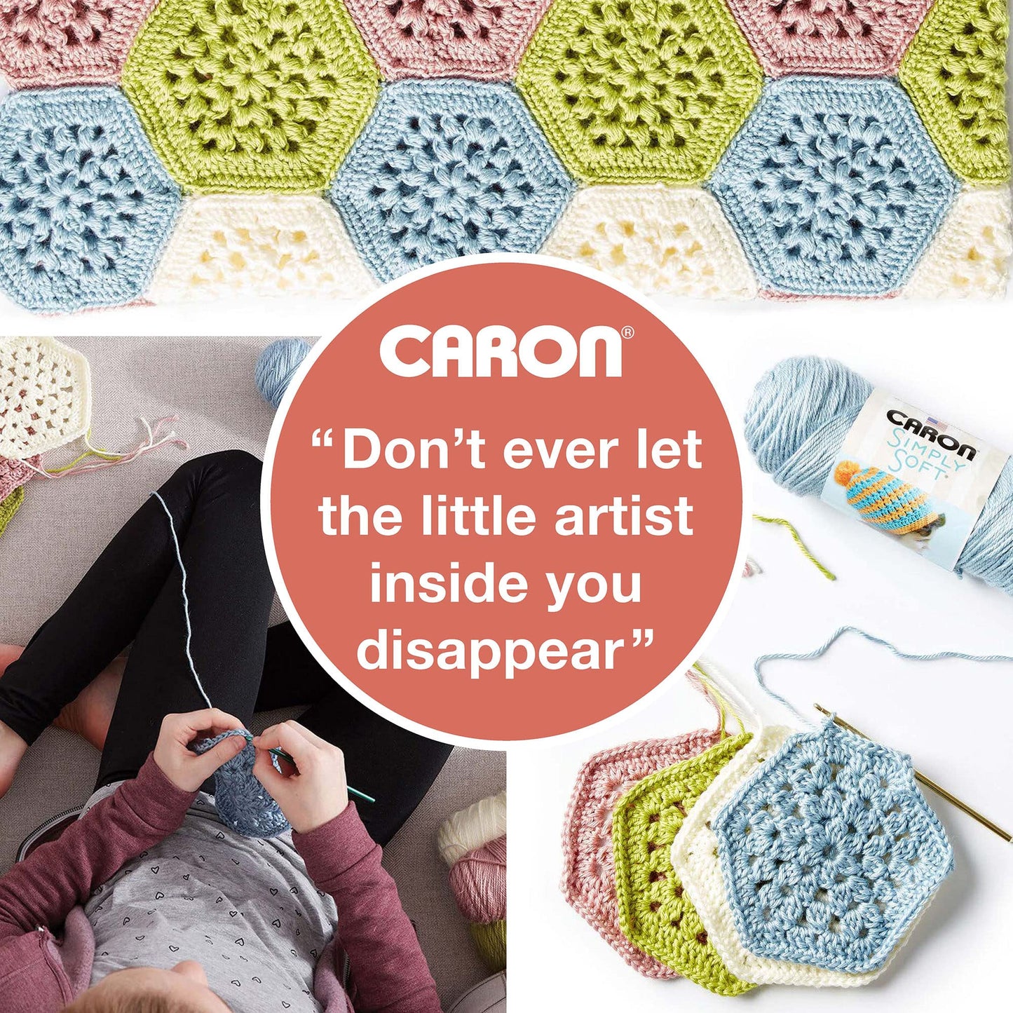 Caron One Pound Off White Yarn - 2 Pack of 454g/16oz - Acrylic - 4 Medium (Worsted) - 812 Yards - Knitting/Crochet