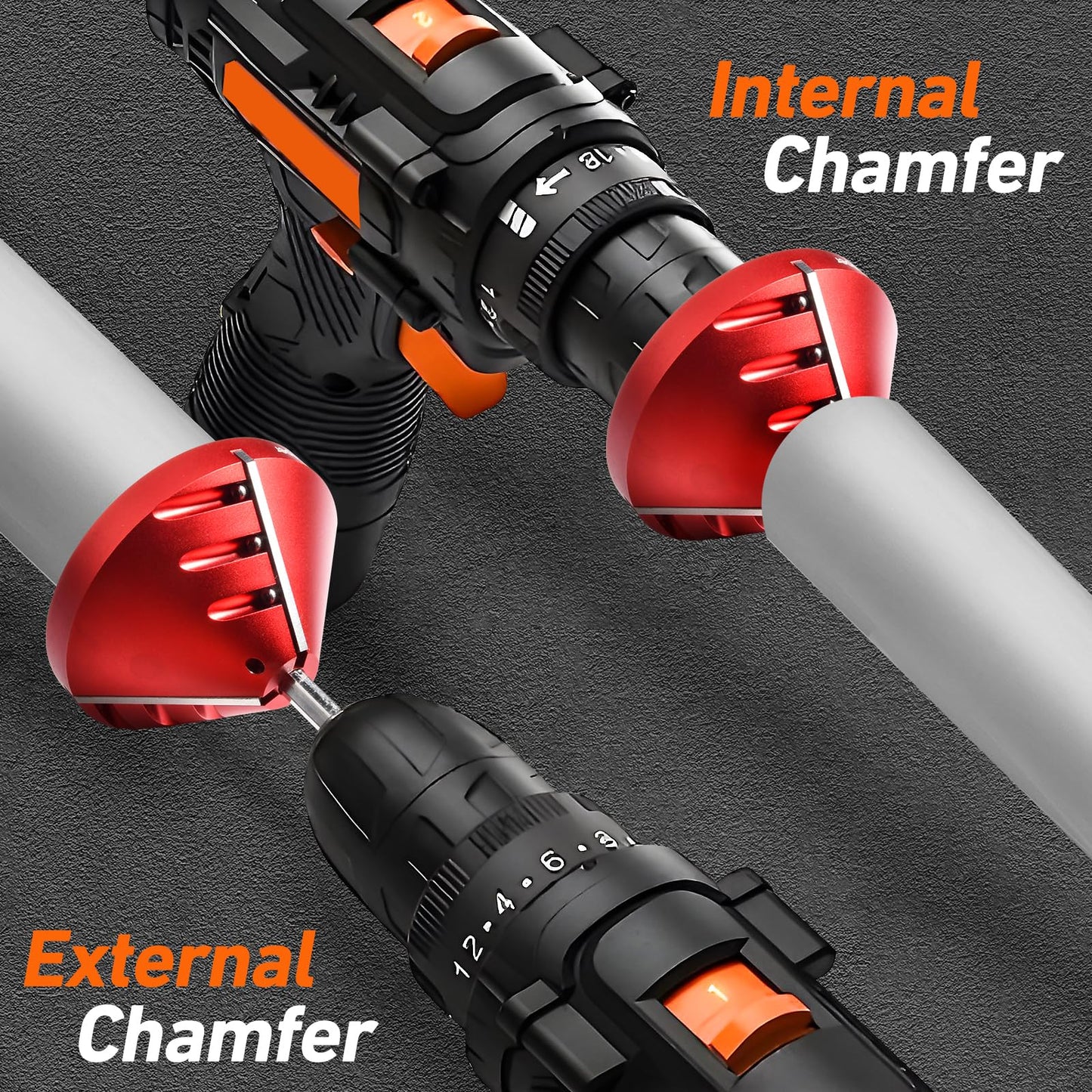 2 in 1 Inner-Outer PVC Deburring Tool, PVC Chamfer Tool, Pipe Deburring Reamer Plumbing Tool for OD 0.92" to 3.89", ID 0.75" to 3.5" PVC, CPVC, ABS, PP, PE Pipe