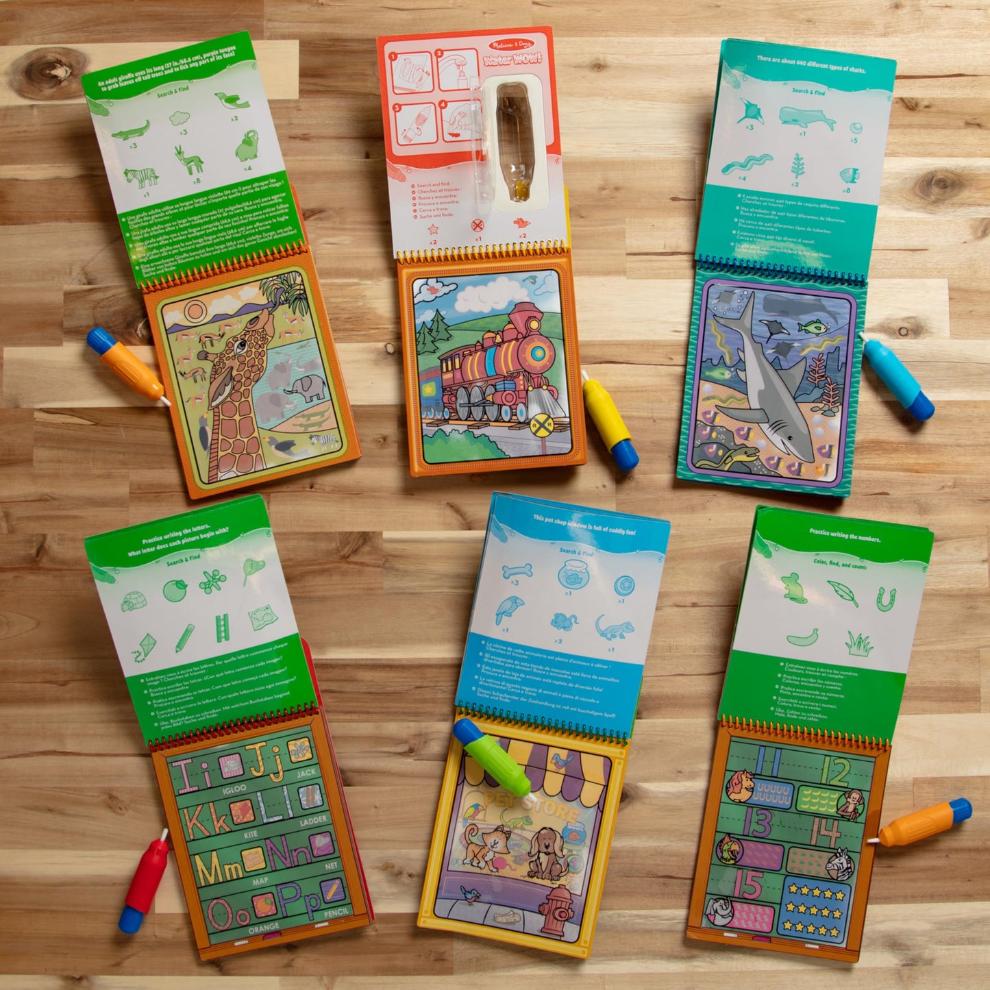 Melissa & Doug Water Wow! Bundle 6-Pack: Animals, Vehicles, Alphabet, Numbers, Safari, Under the Sea