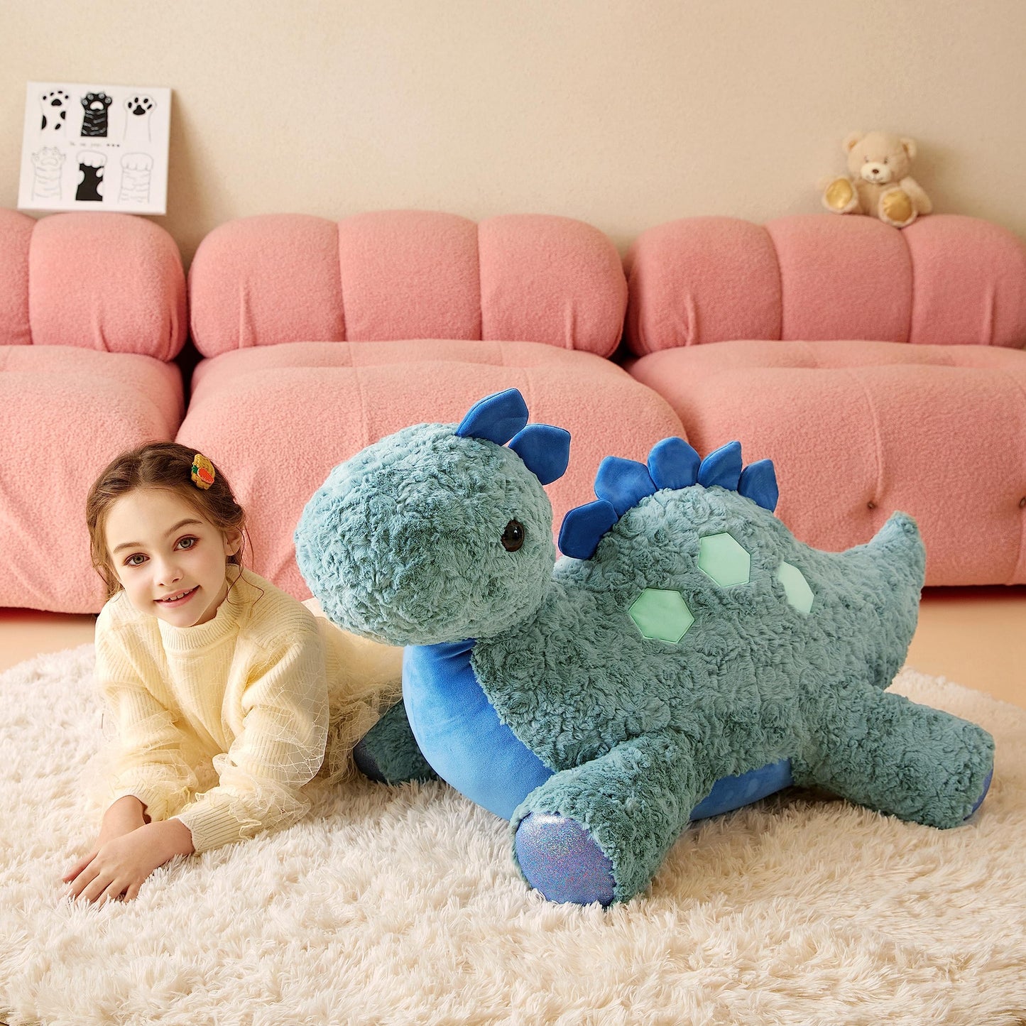 Tumyay IKASA Large Stegosaurus Dinosaur Cuddly Toy, Giant Soft Toy, 78 cm Large Plush Toy, Giant Jumbo Plush Toy, Gift for Children