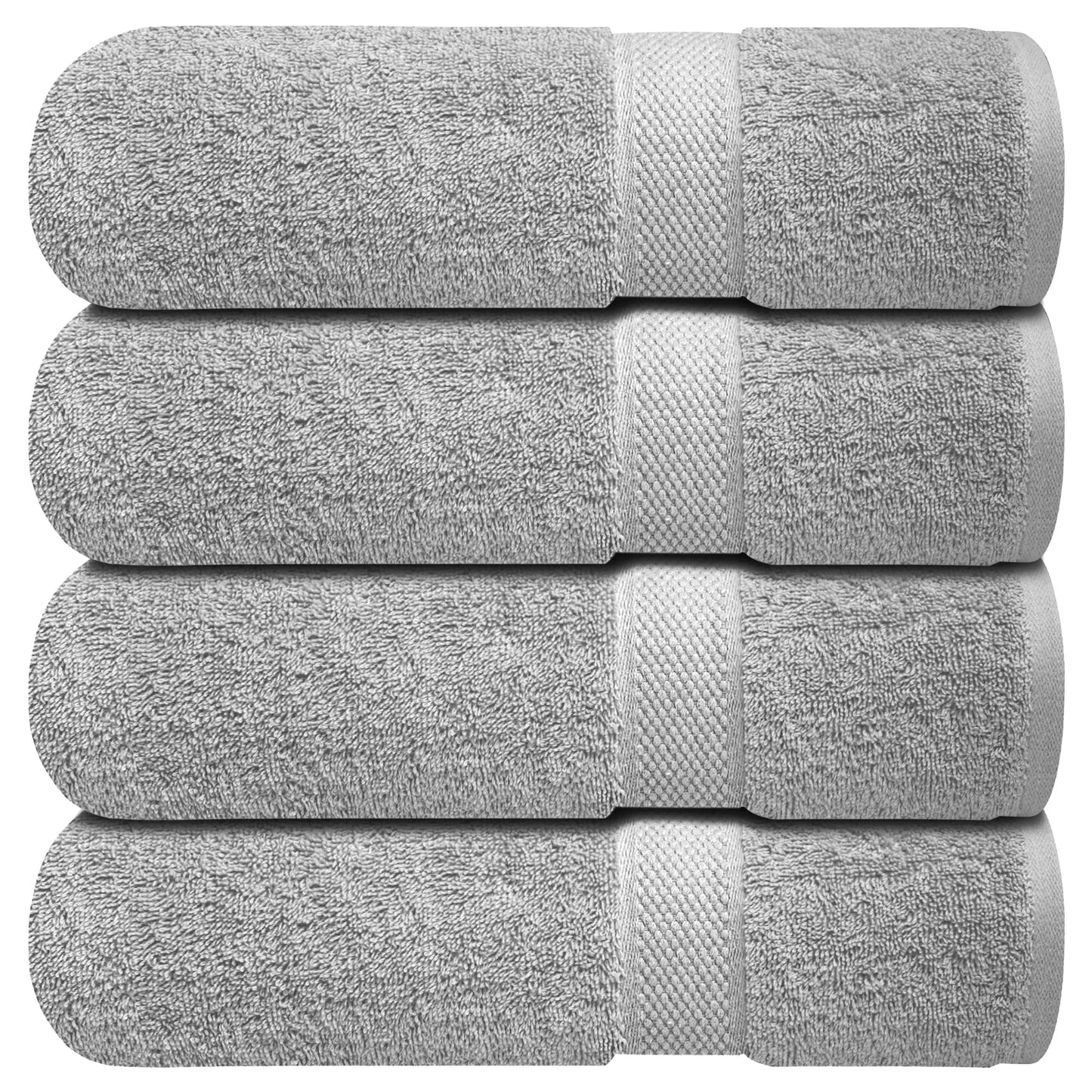 Infinitee Xclusives Luxury 100% Ring-Spun Cotton Bath Towels Set of 4 (27x54 inches) – Soft, Absorbent & Quick-Drying Towels for Bathroom, Gym, Spa & Hotel Use (Charming Grey, Bath Towels)