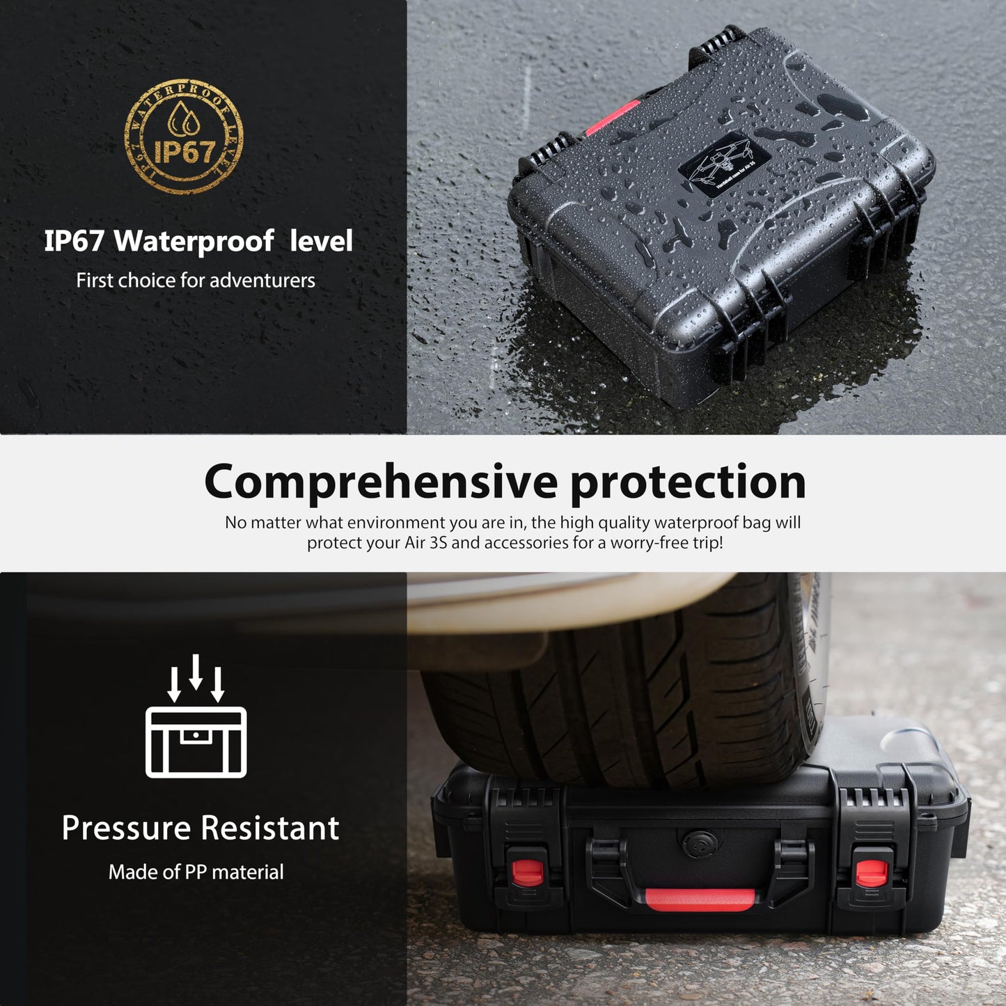 STARTRC Air 3S Case, Waterproof Carrying Hard Case for DJI Fly More Combo, Compatible With Accessories, RC 2/RC/RC-N3/N2 Controller, Charging Hub