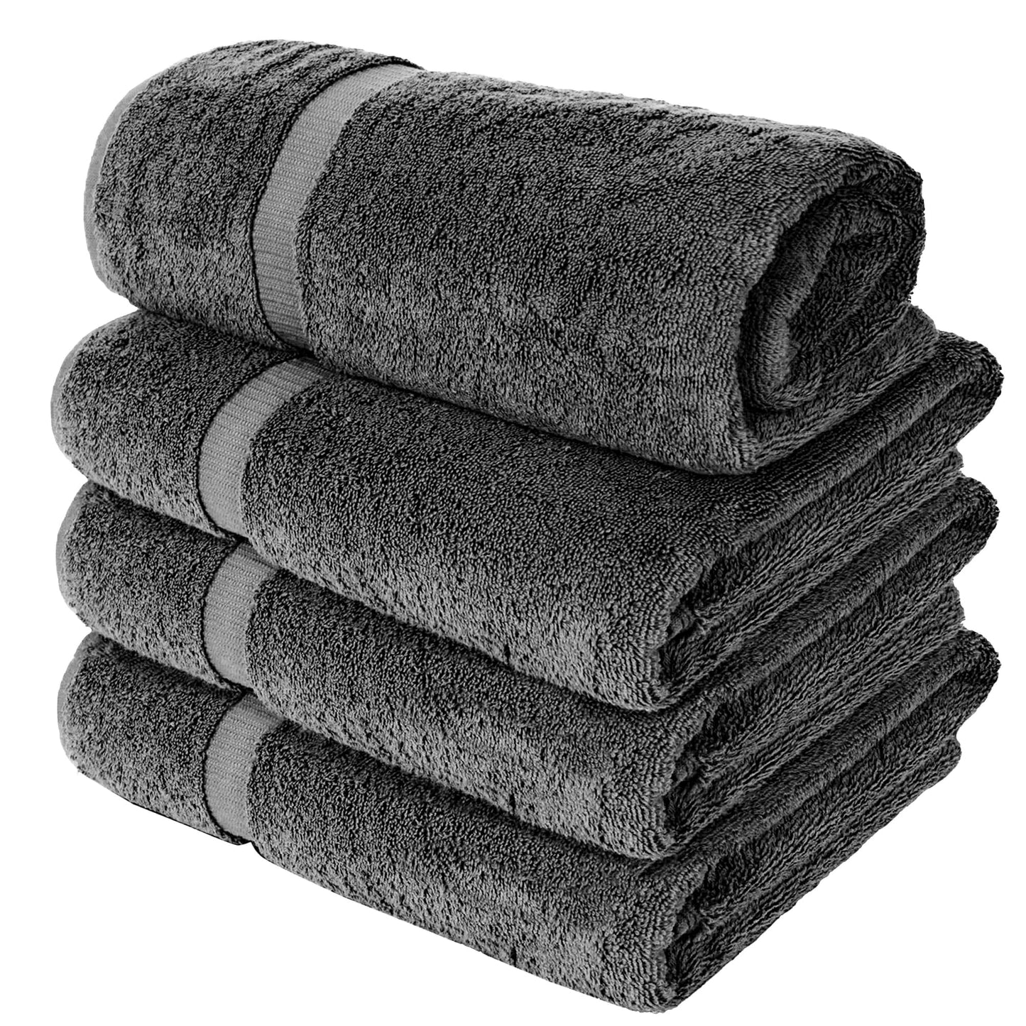 Chakir Turkish Linens 4 Piece Extra Large Bath Towels, 100% Cotton Luxury Turkish Towels for Bathroom, Soft Absorbent Bath Towels, 30 x 60 Inches, Dark Gray