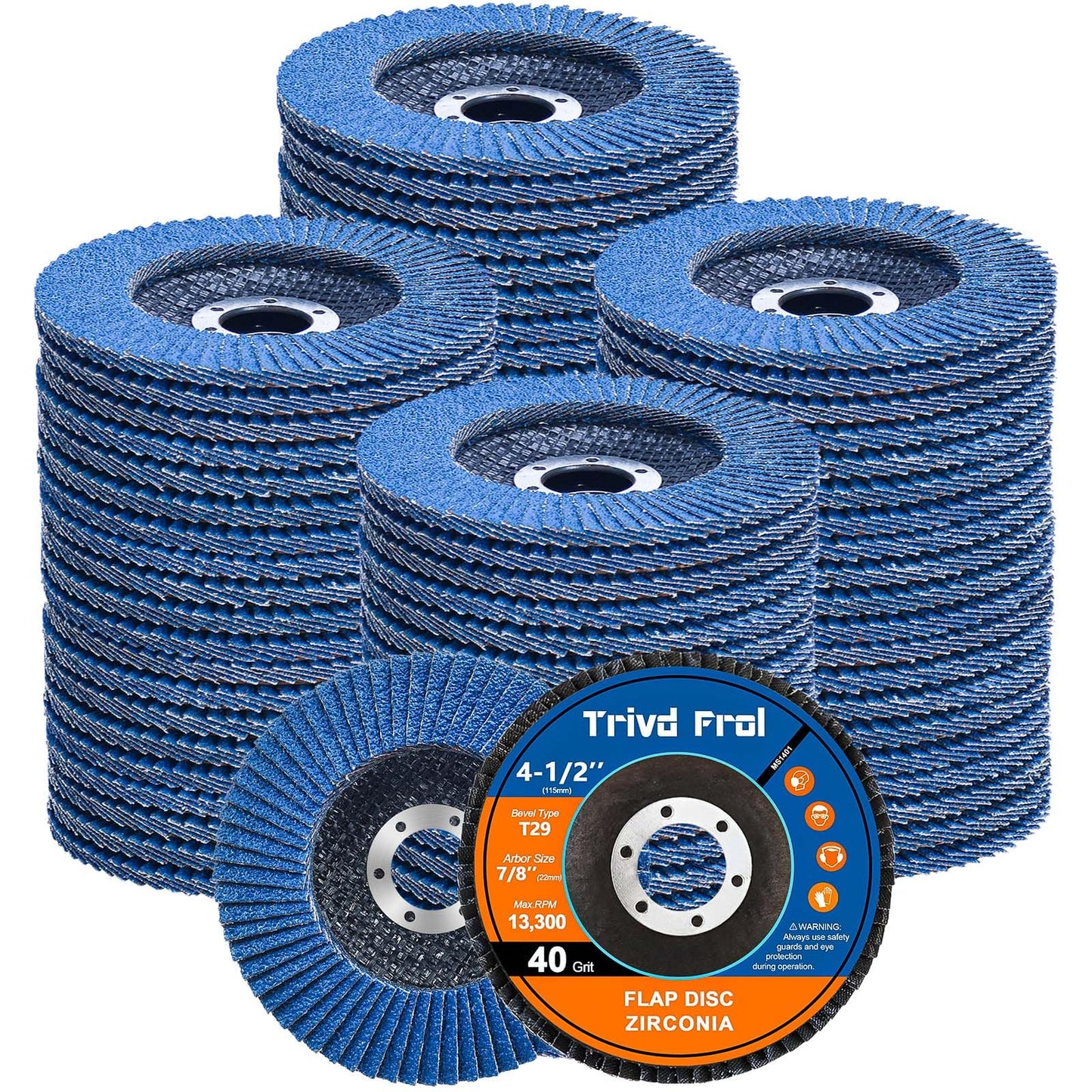 40 Pack Flap Discs 4 1/2 for Angle Grinder Sanding Disc - Trivd Frol 40/60/80/120 Grit T29 Flap Disc, 7/8 Inch Zirconia Abrasive Grinding Wheel Disc for Metal, Wood, Stainless Steel Finishing
