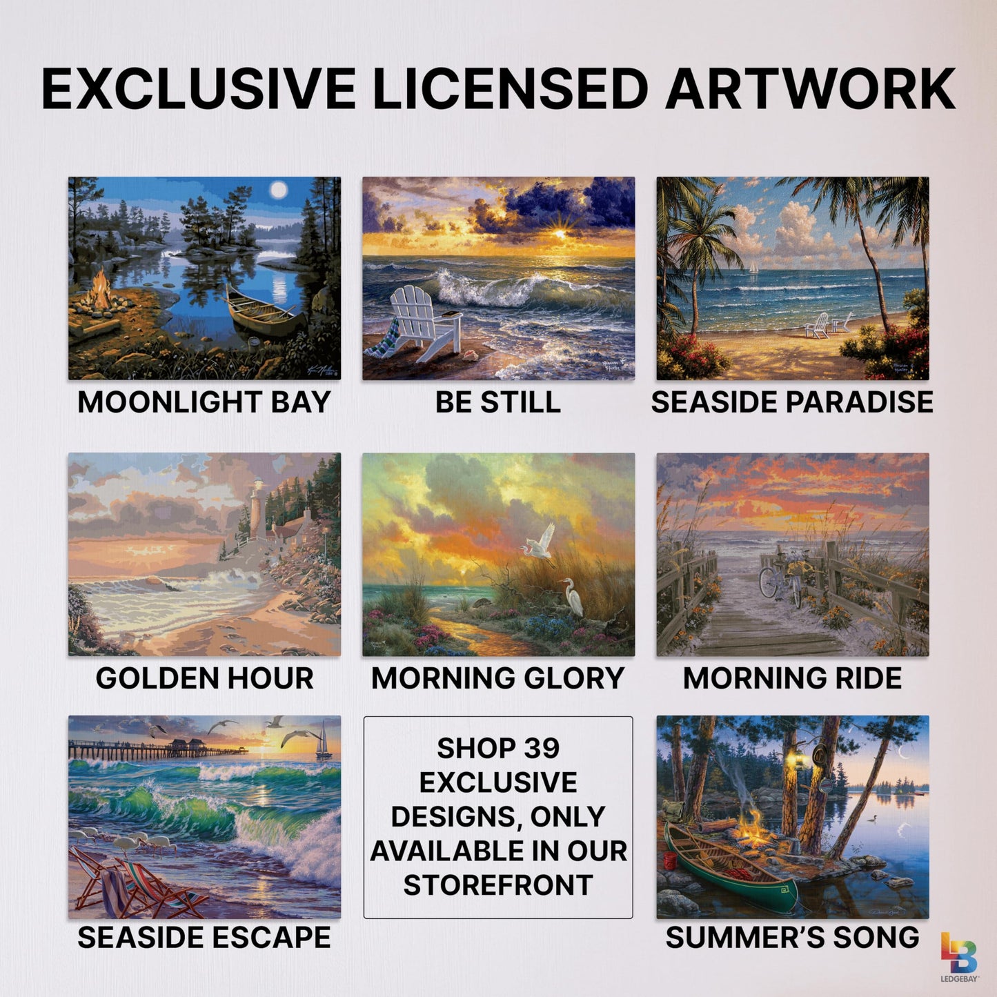 Ledgebay Framed Paint by Numbers Adult Kit Beginner to Advance Color By Number Fun DIY Arts & Crafts Acrylic Paint (Moonlight Bay 12" x 16" Framed)