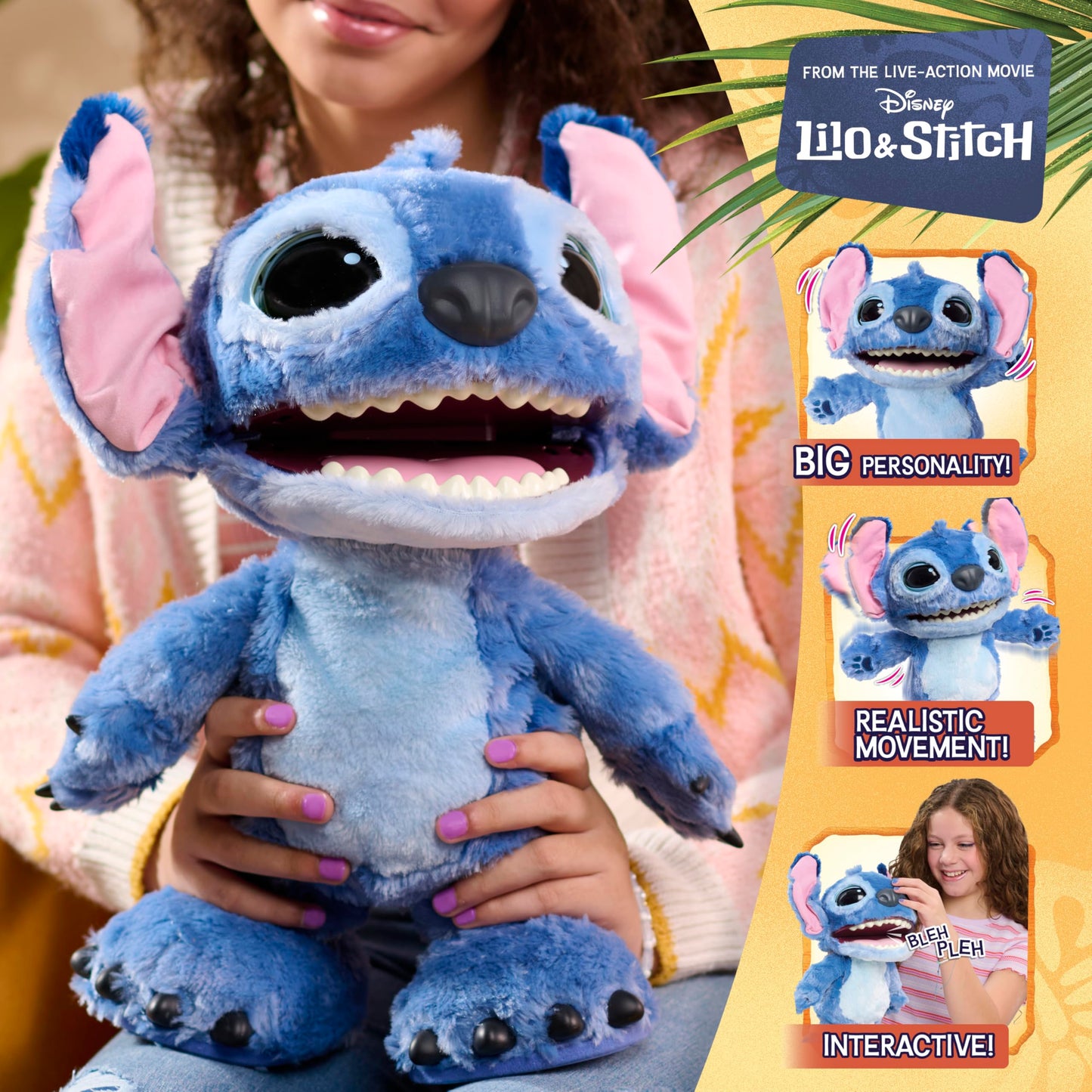 Stitch Live Action Feature Plush, Kids Toys for Ages 3 Up, Gifts and Presents
