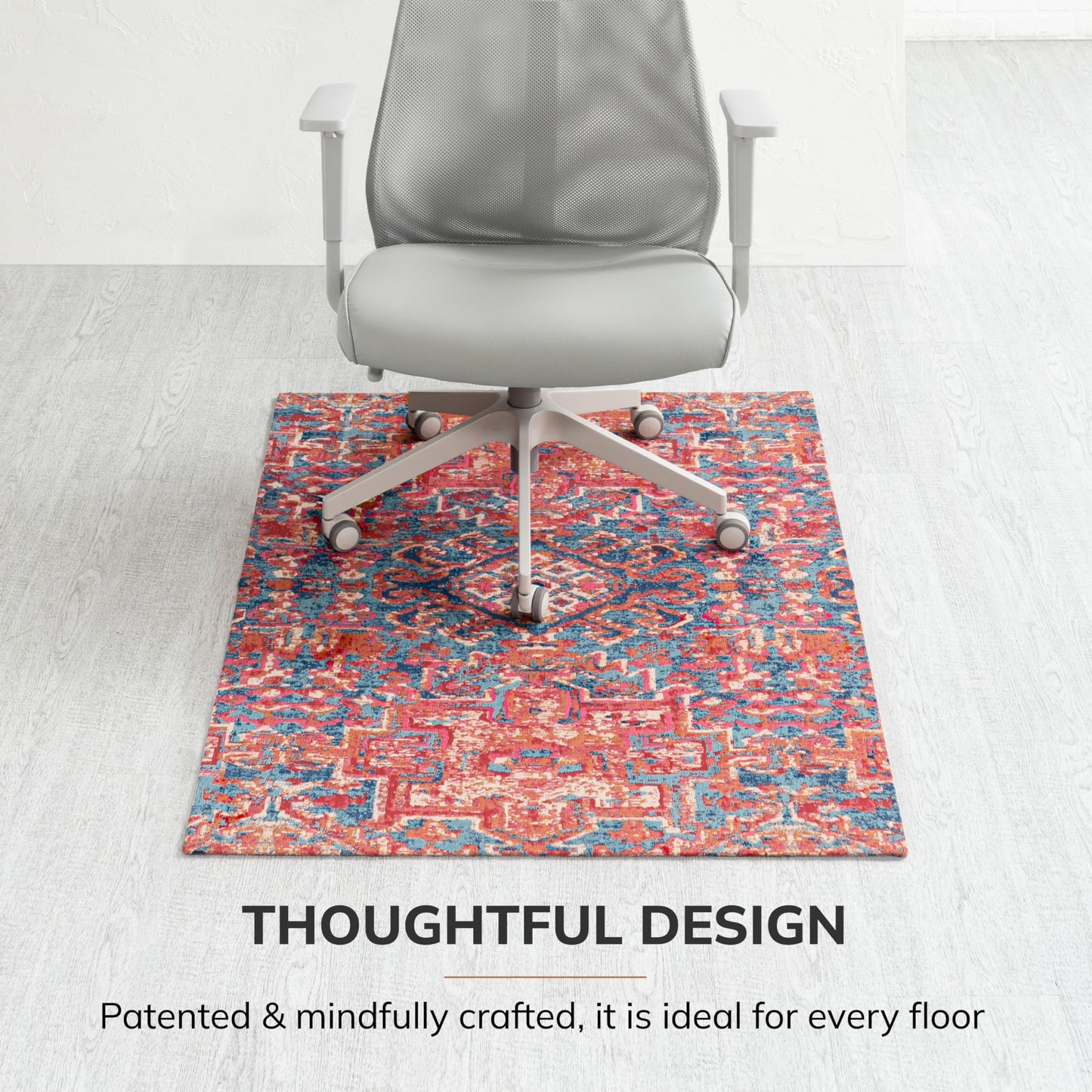 Anji Mountain Rug'd Chairmat - Anti-Slip Design Office Desk Accessories, Jacquard Woven Top, Versatile Office Chair Mat for Low Pile Carpets & Hard Surfaces, Chair Mat Essentials- Merida (36 x 48")